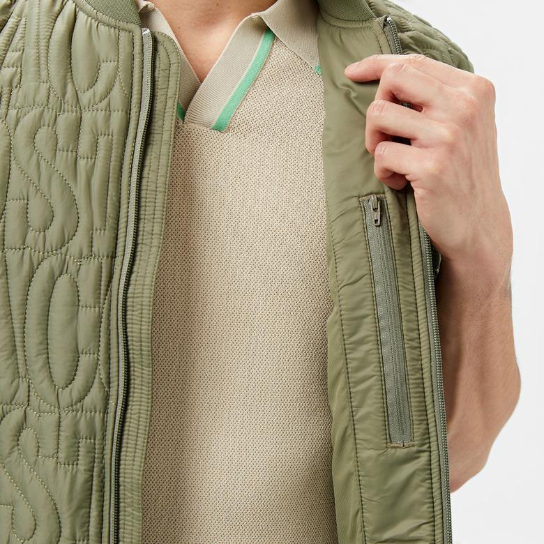 Erkek Regular Fit Dik Yaka Kapitone Yeşil Yelek