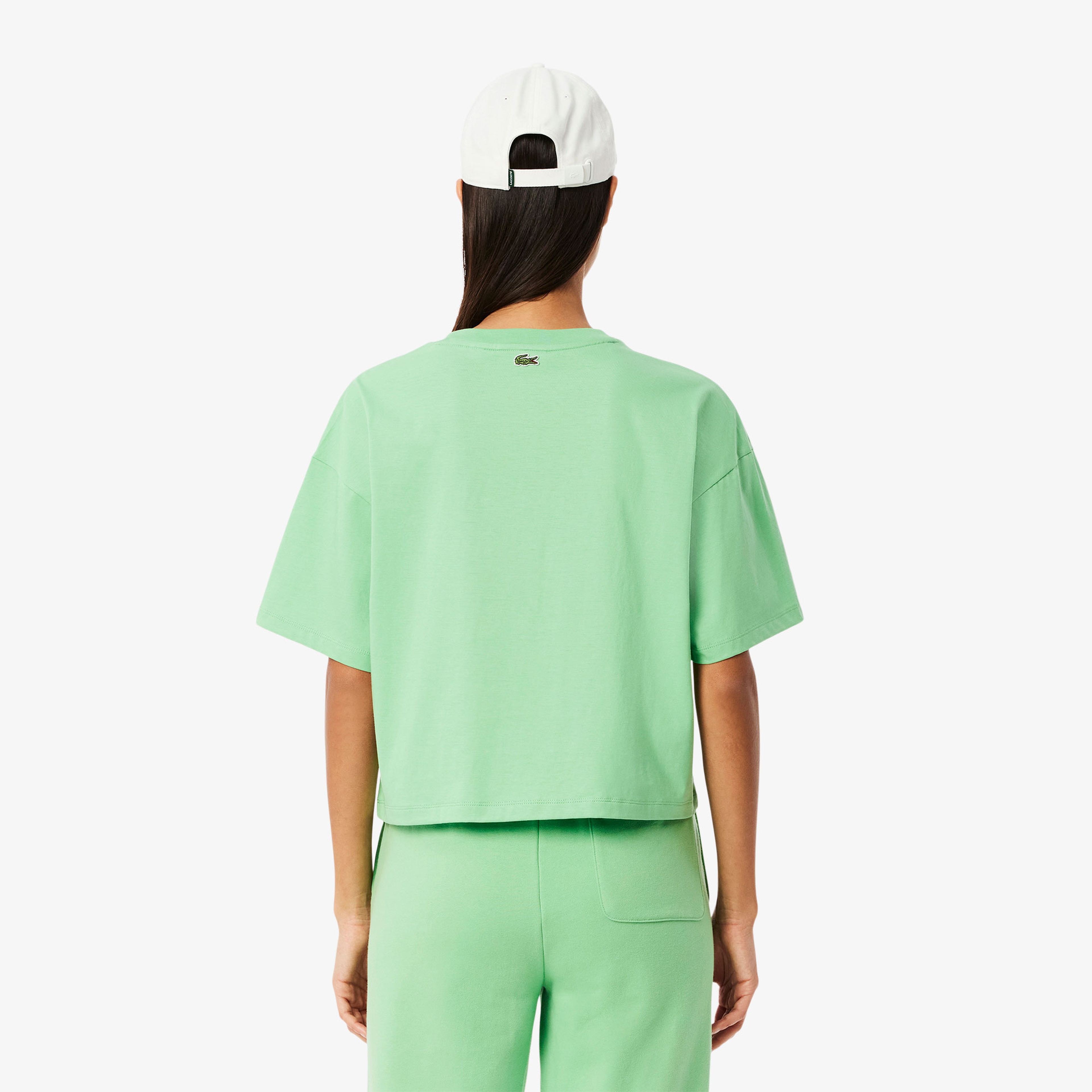 Kadın Bisiklet Yaka Açık Yeşil T-Shirt