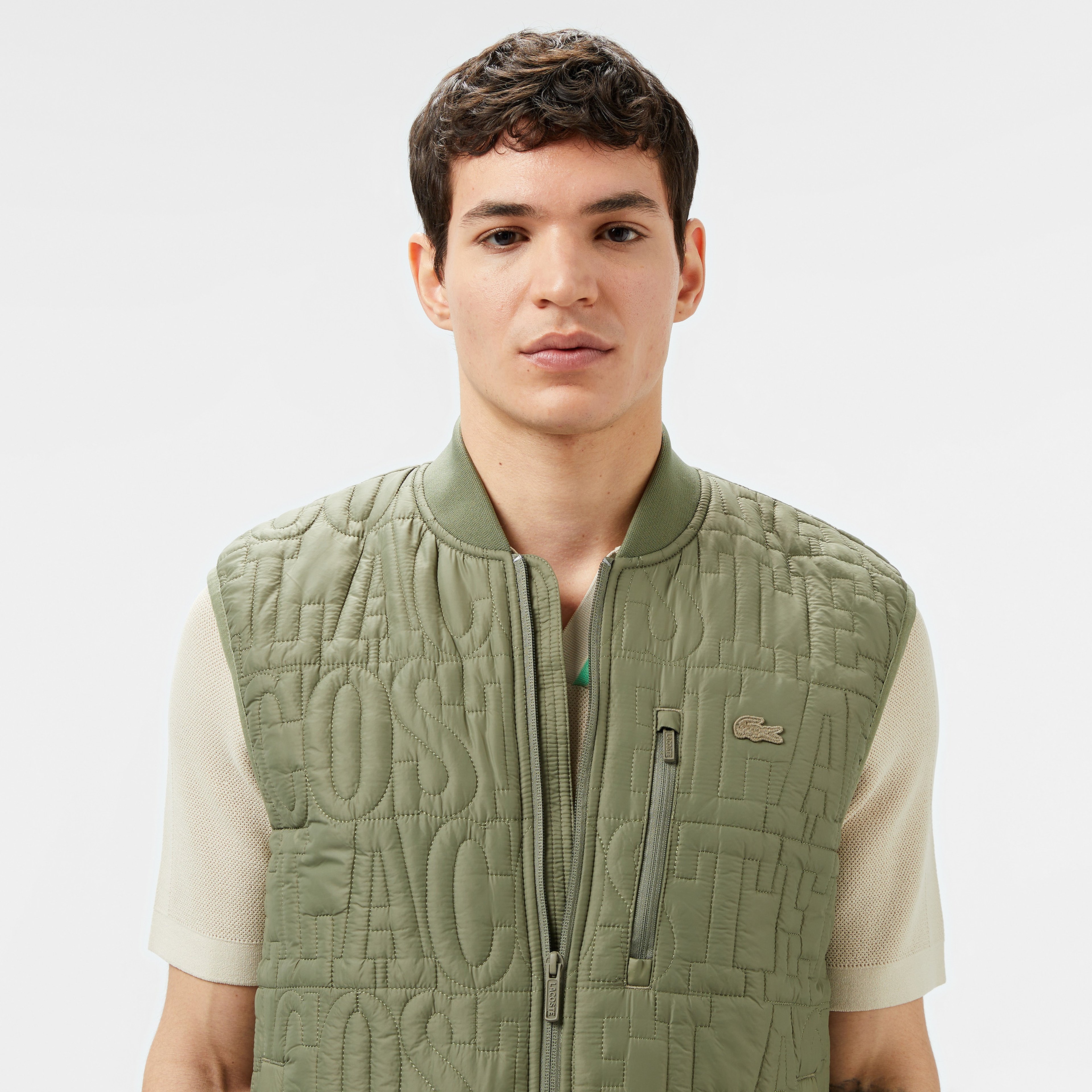 Erkek Regular Fit Dik Yaka Kapitone Yeşil Yelek