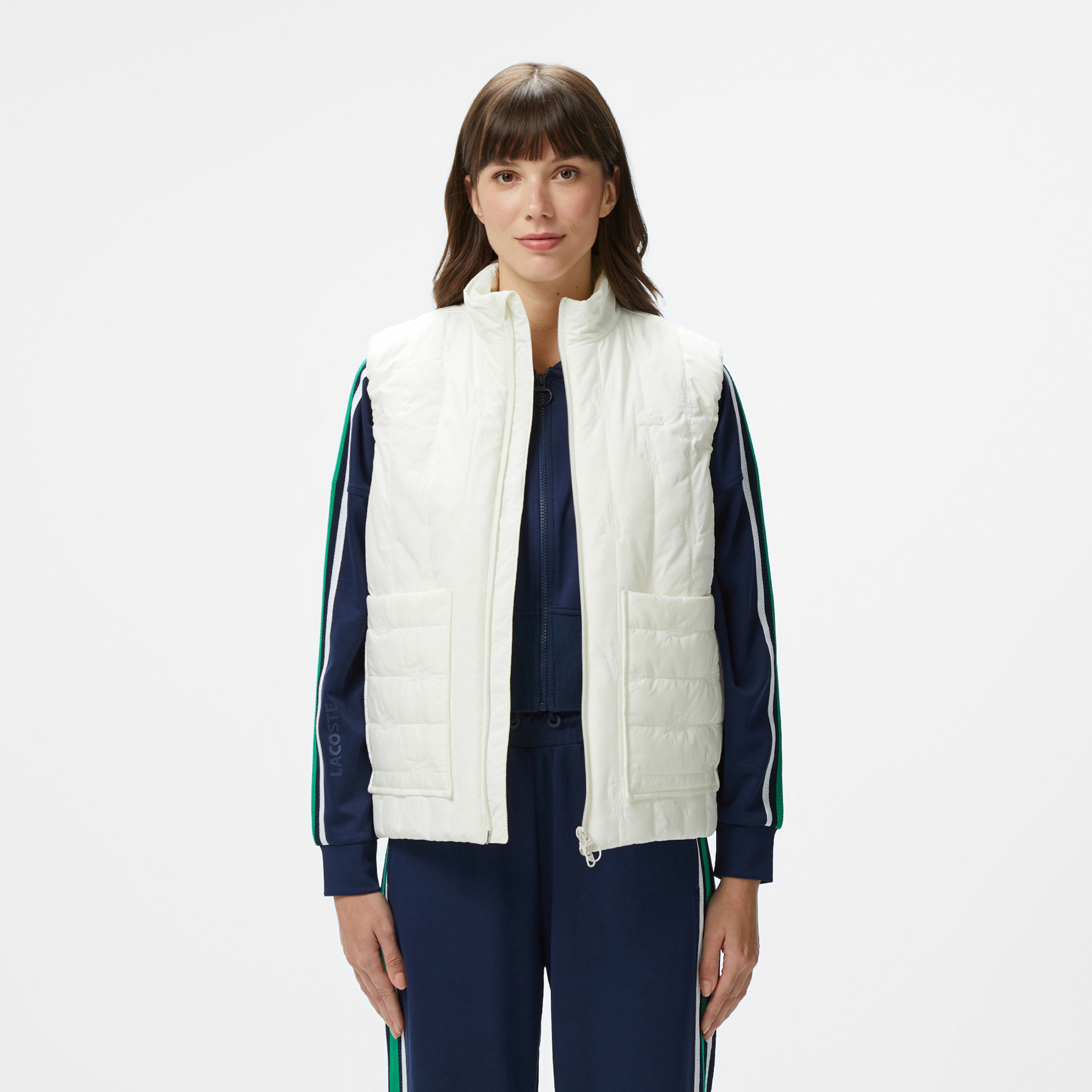 Kadın Regular Fit Dik Yaka Kapitone Beyaz Yelek