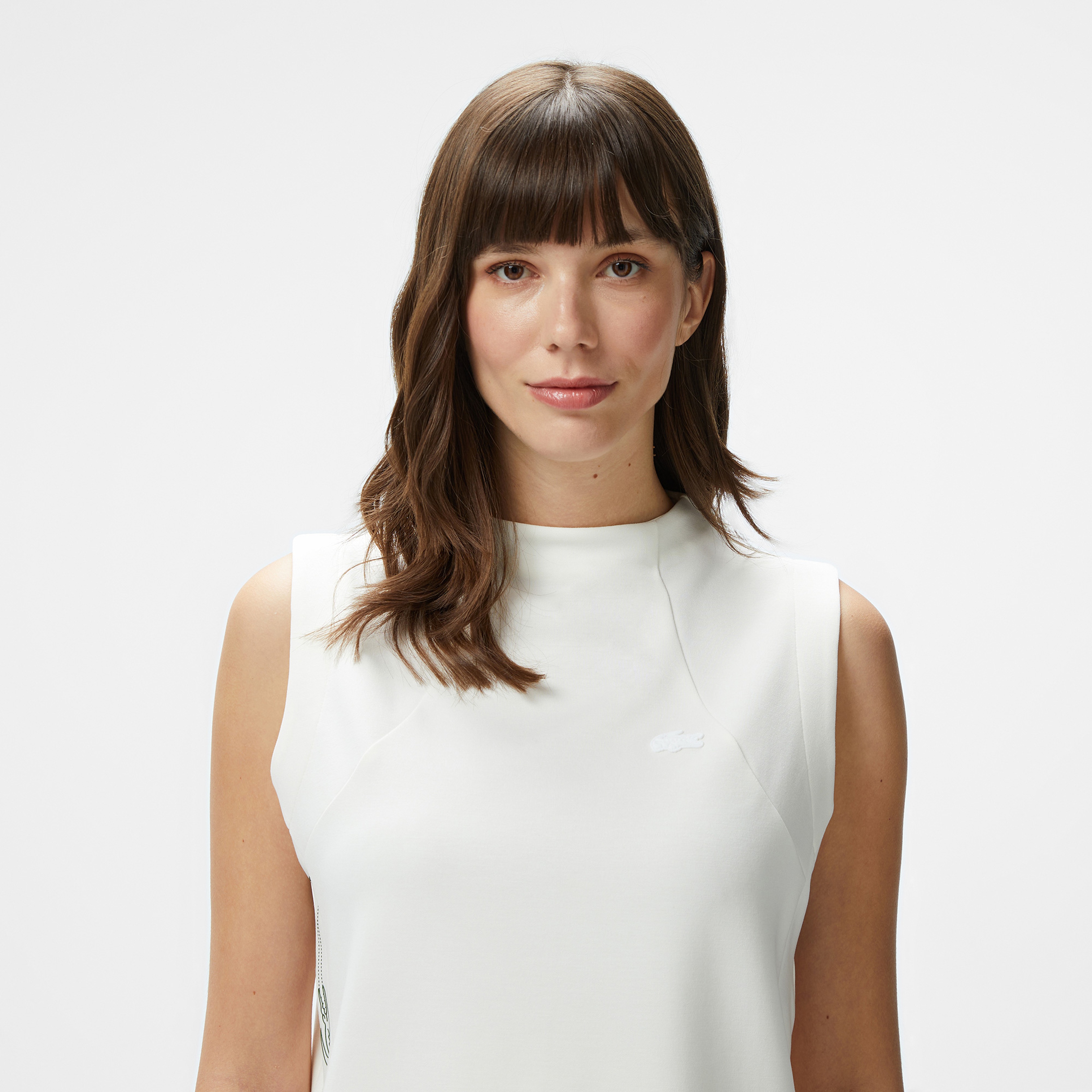 Kadın Slim Fit Kolsuz Bisiklet Yaka Beyaz T-Shirt