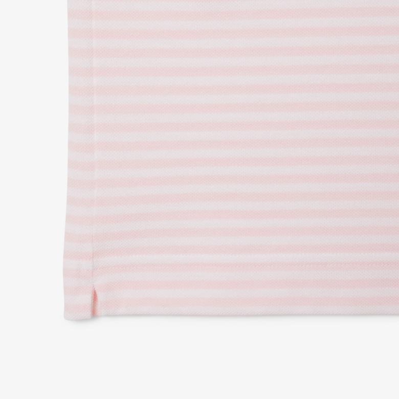 L.12.12 Erkek Classic Fit Çizgili Pembe Polo