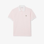 L.12.12 Erkek Classic Fit Çizgili Pembe Polo