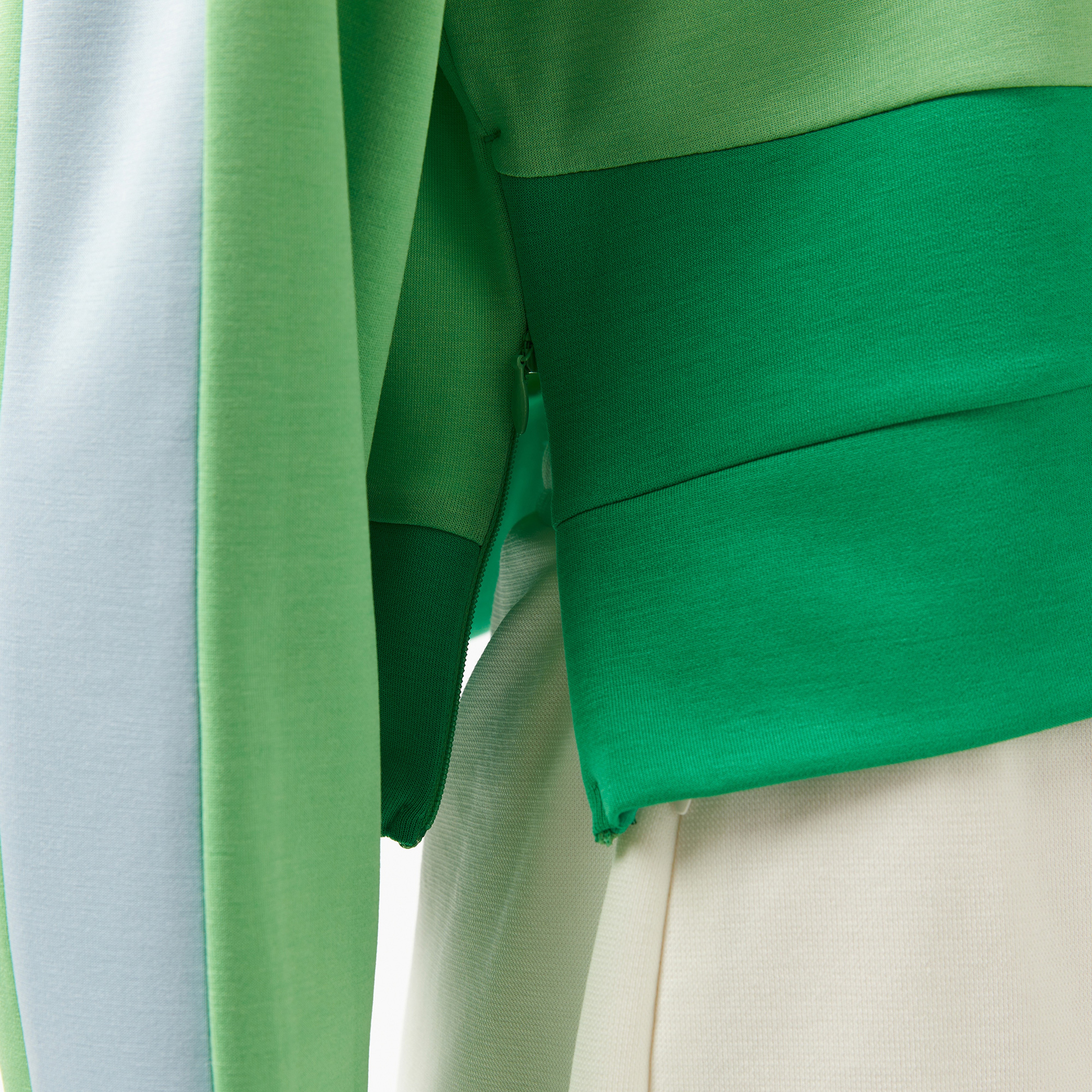 Kadın Kapüşonlu Renk Bloklu Açık Yeşil Sweatshirt