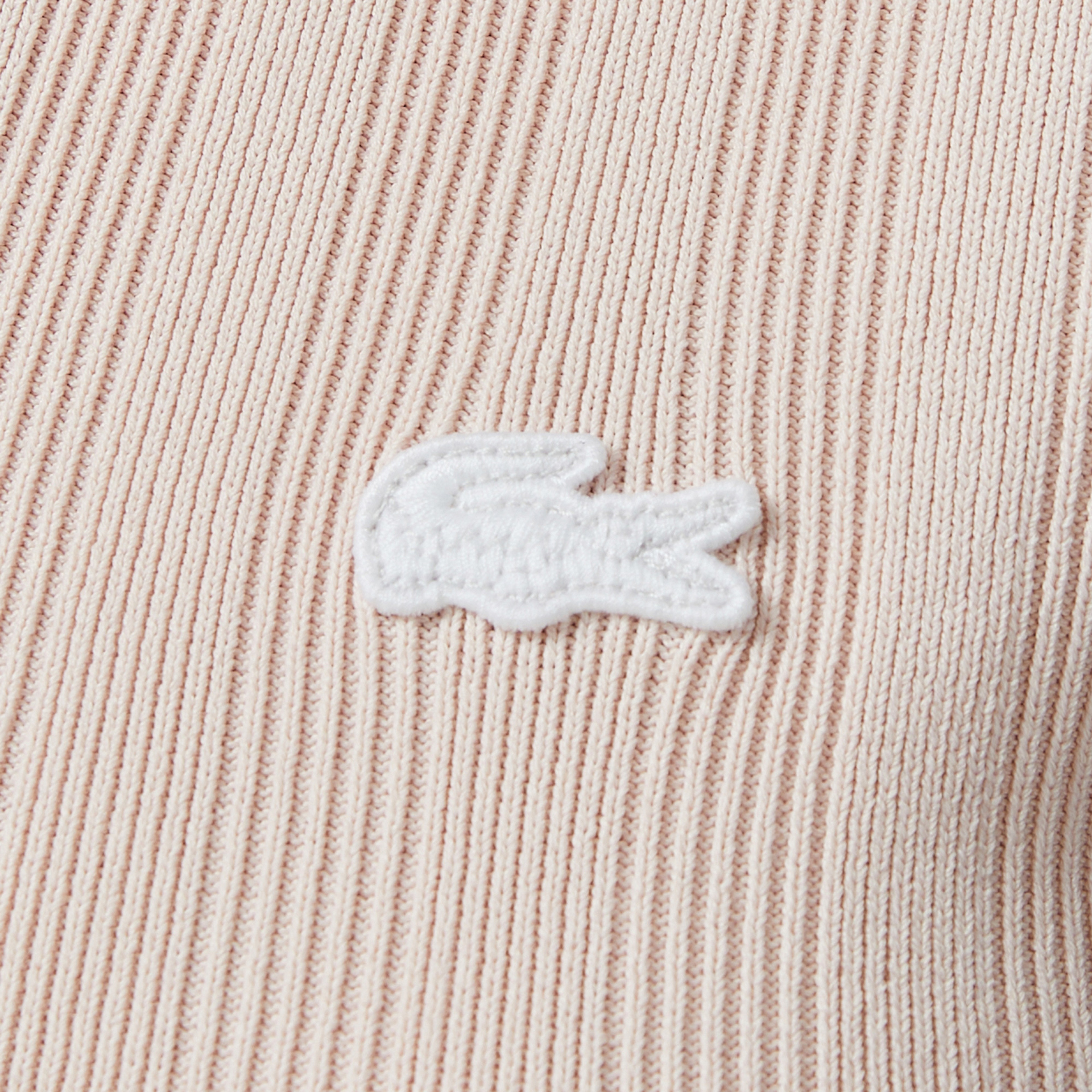 Kadın Slim Fit Kısa Kollu Yarım Fermuarlı Krem Triko