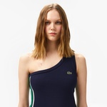 Kadın Slim Fit Kolsuz Renk Bloklu Lacivert Elbise