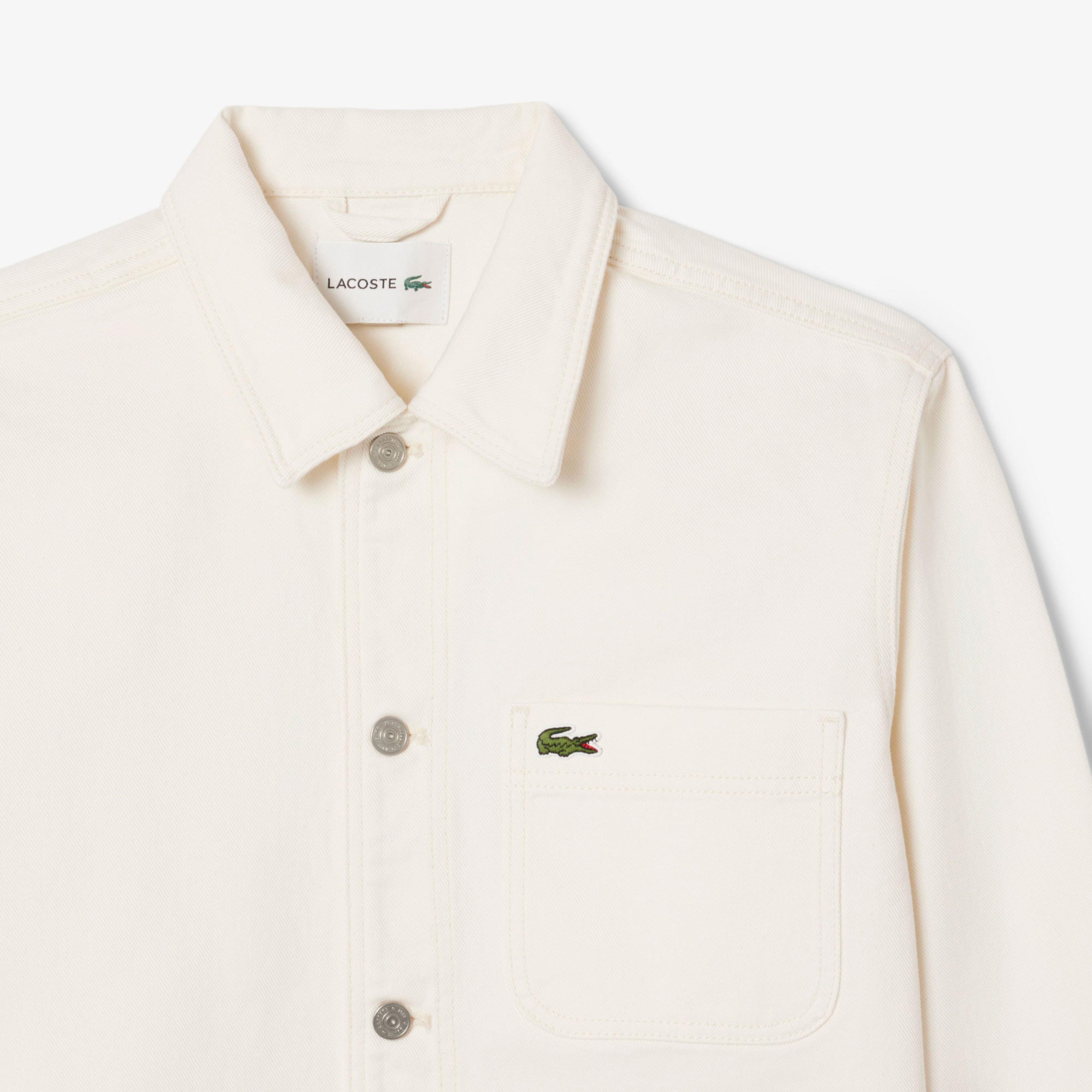 Erkek Oversize Fit Gömlek Yaka Denim Krem Ceket