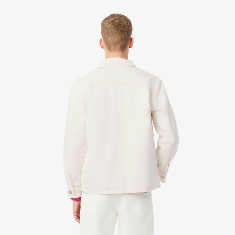 Erkek Oversize Fit Gömlek Yaka Denim Krem Ceket