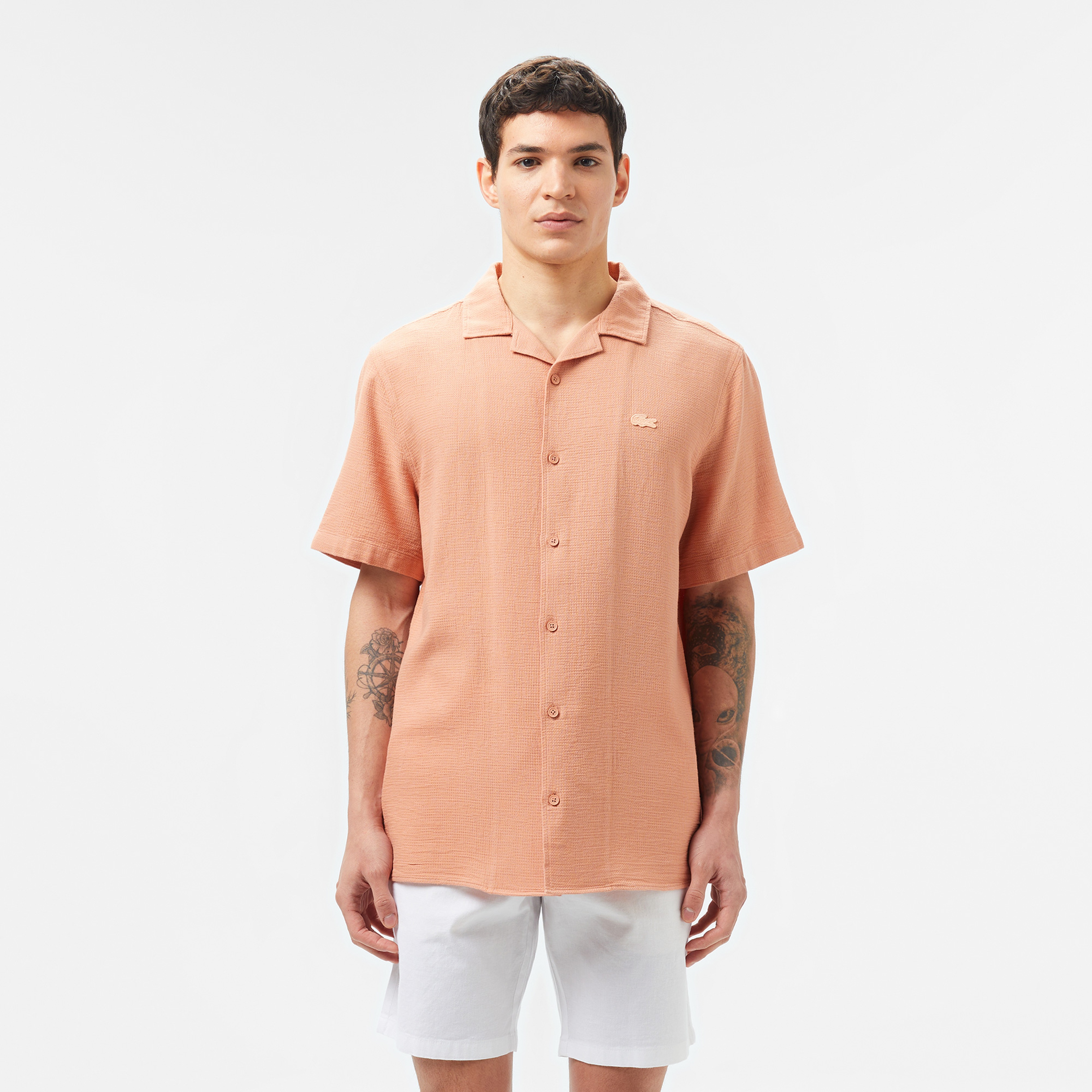 Erkek Regular Fit Kısa Kollu Pembe Gömlek