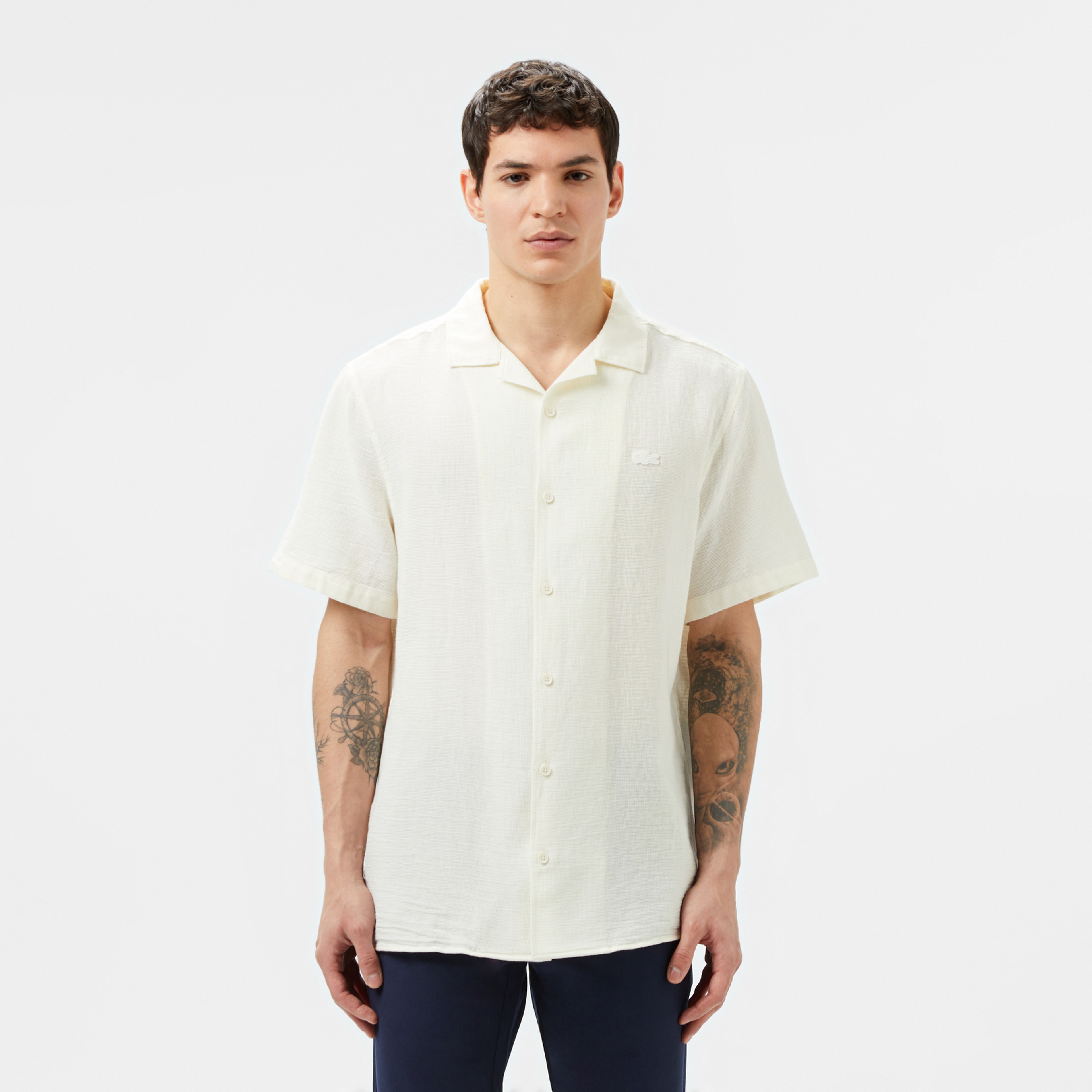 Erkek Regular Fit Kısa Kollu Beyaz Gömlek