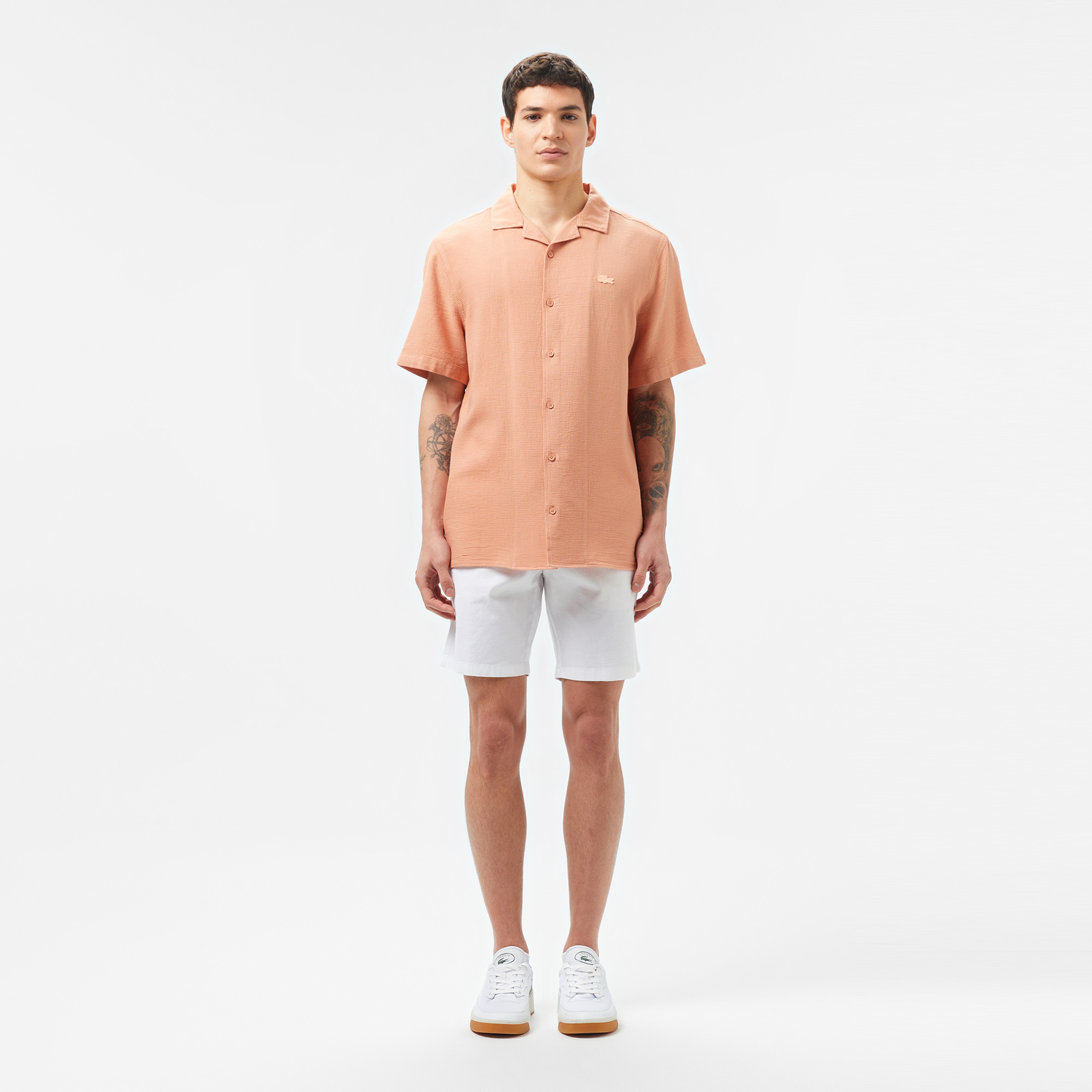 Erkek Regular Fit Kısa Kollu Pembe Gömlek