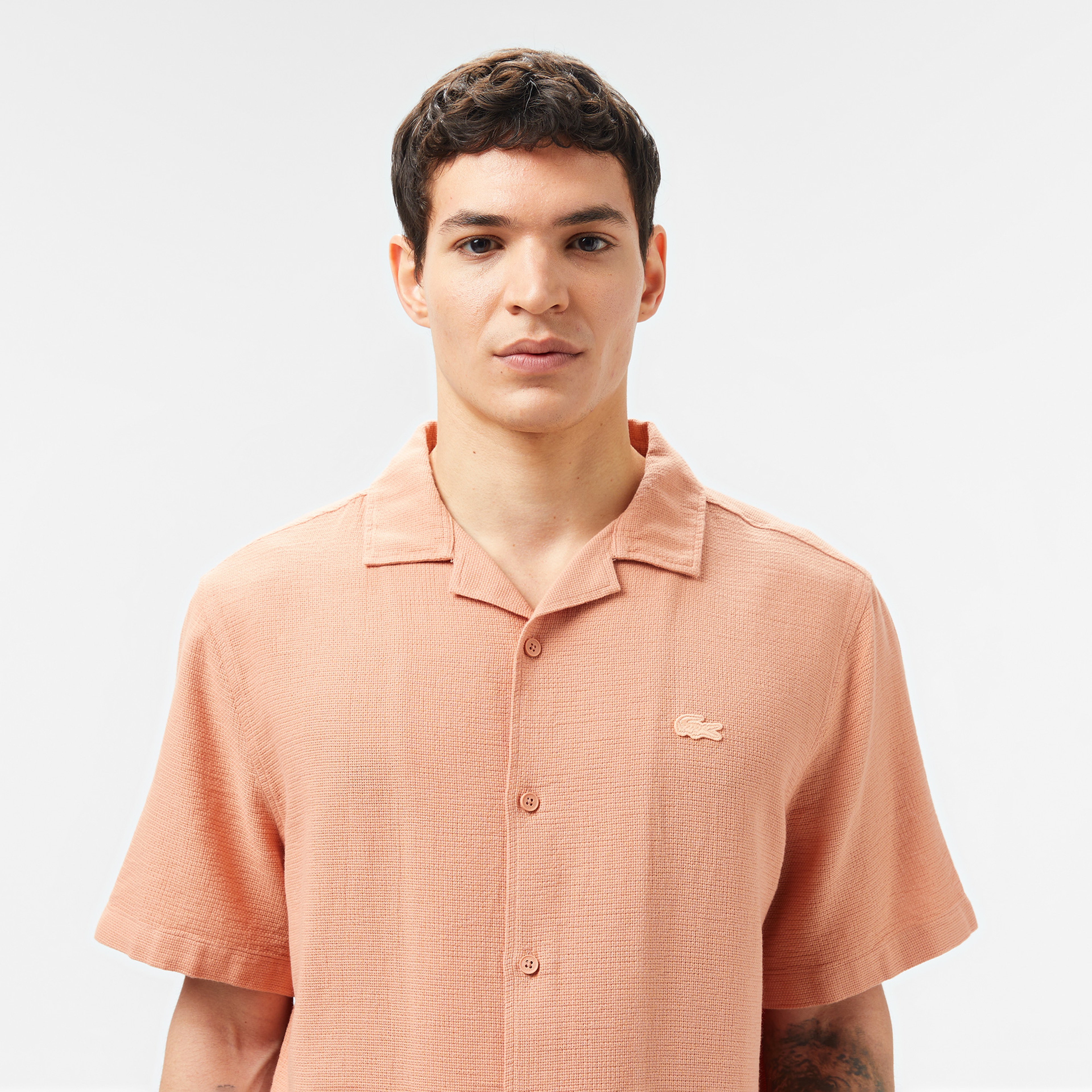 Erkek Regular Fit Kısa Kollu Pembe Gömlek