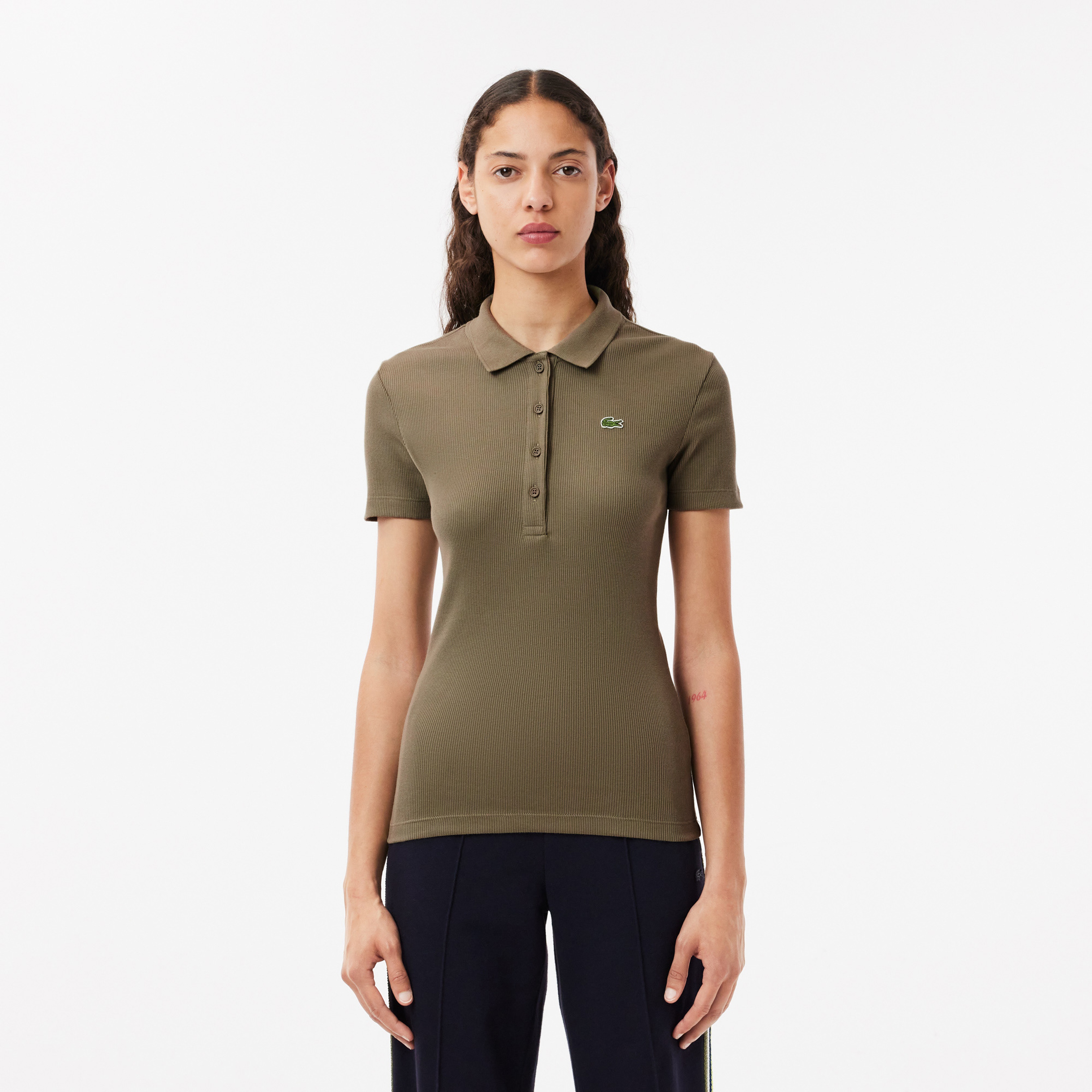 L.12.D Kadın Slim Fit Organik Pamuk Haki Polo