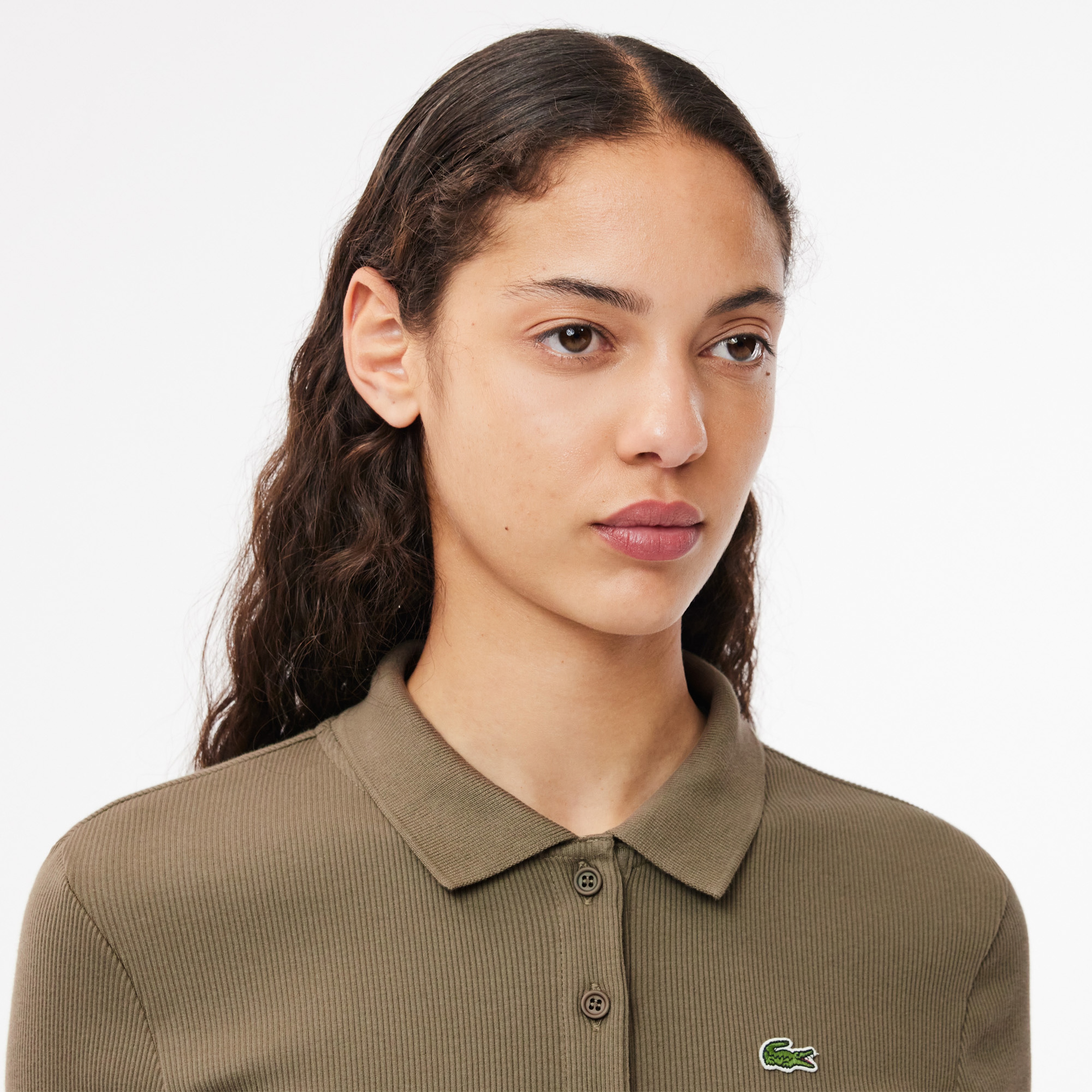 L.12.D Kadın Slim Fit Organik Pamuk Haki Polo