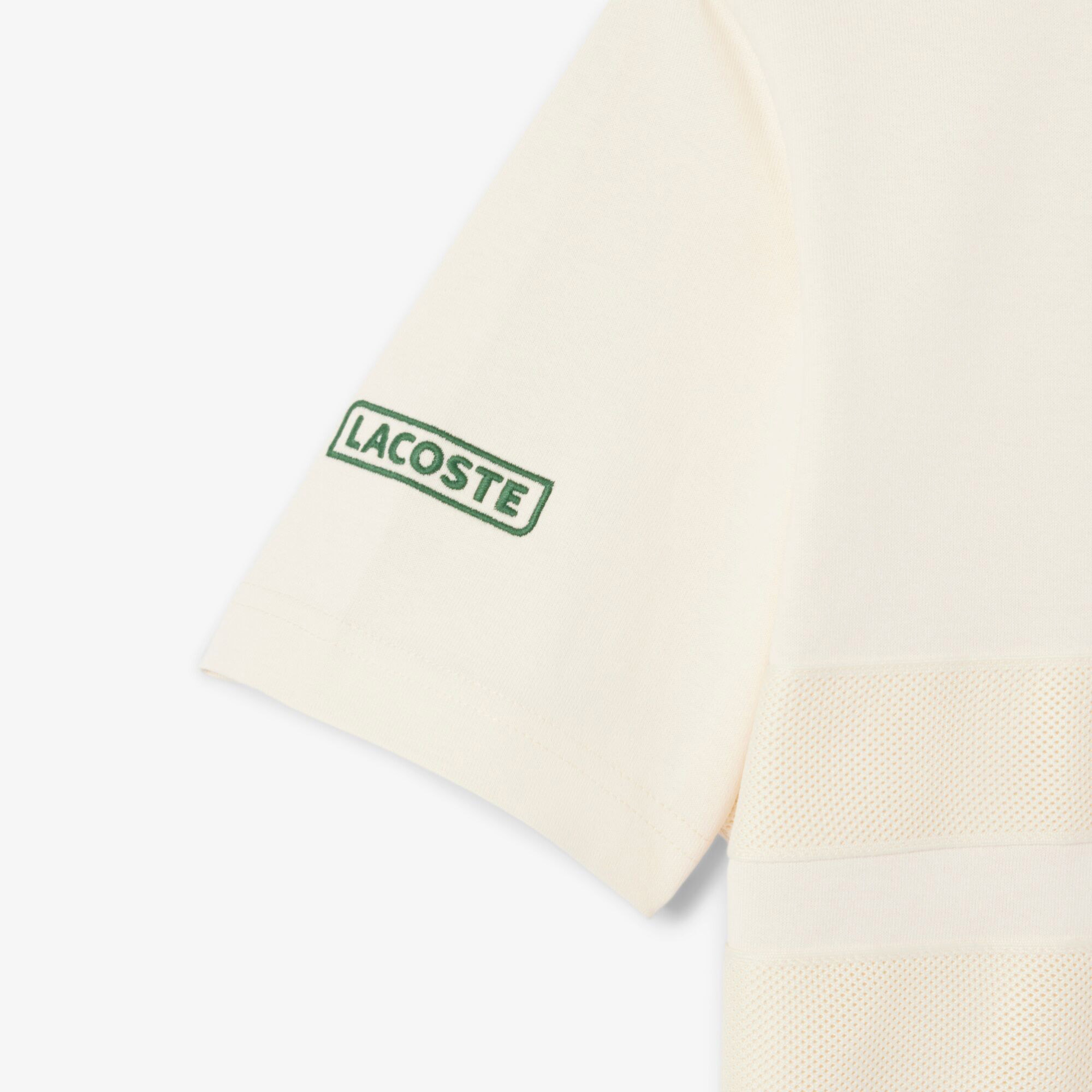 Lacoste Heavy Jersey Mesh Band Erkek Krem T-Shirt