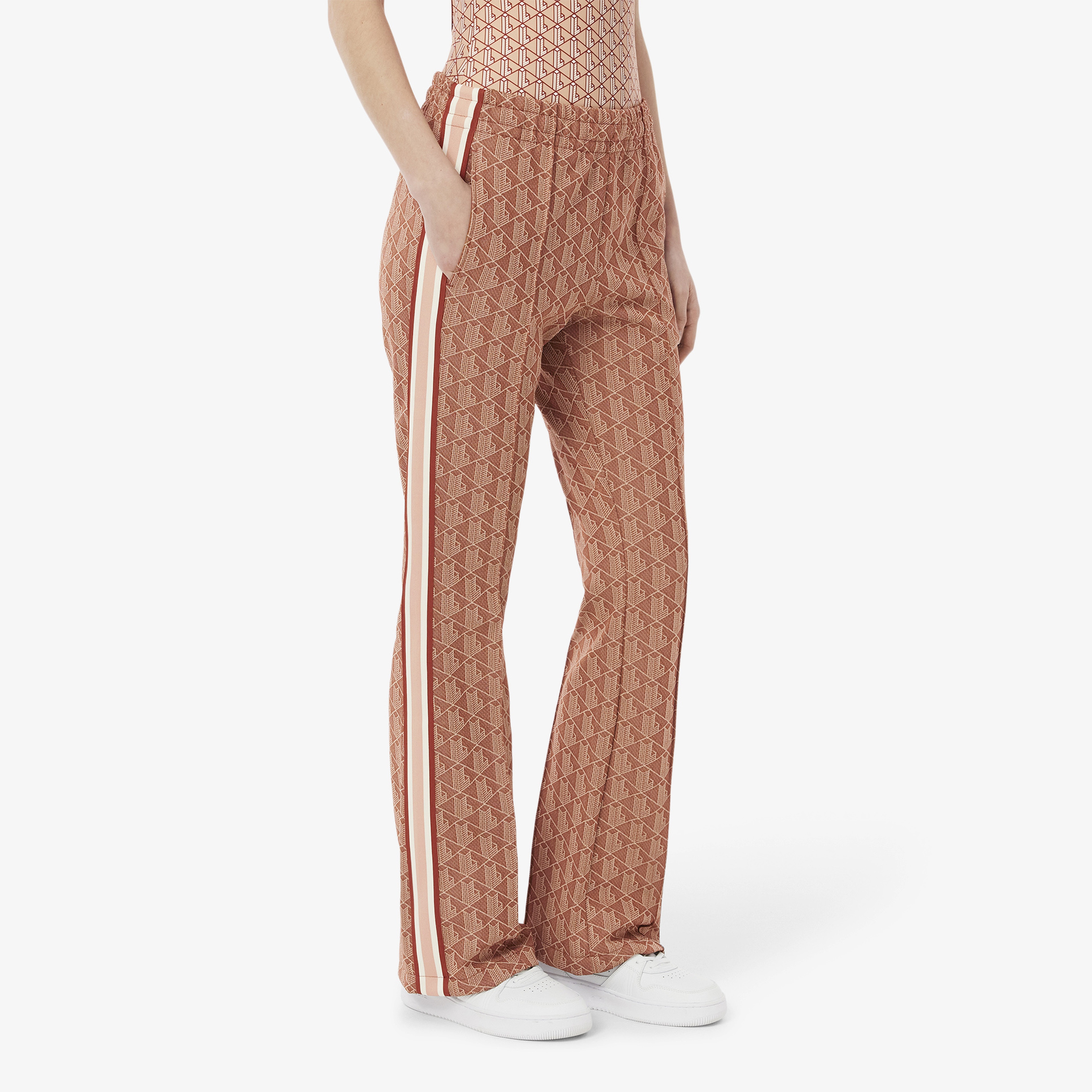 Lacoste Flare Fit Monogram Kadın Bej Eşofman Altı