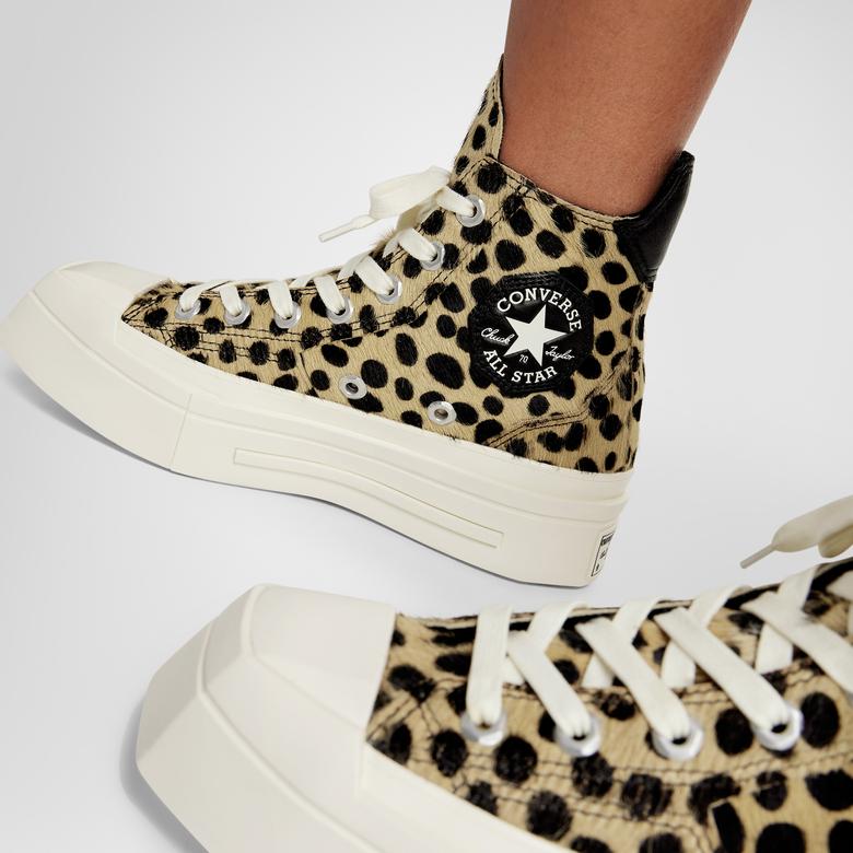 Converse Chuck 70 Leopard Print De Luxe Squared Unisex Siyah Platform Sneaker