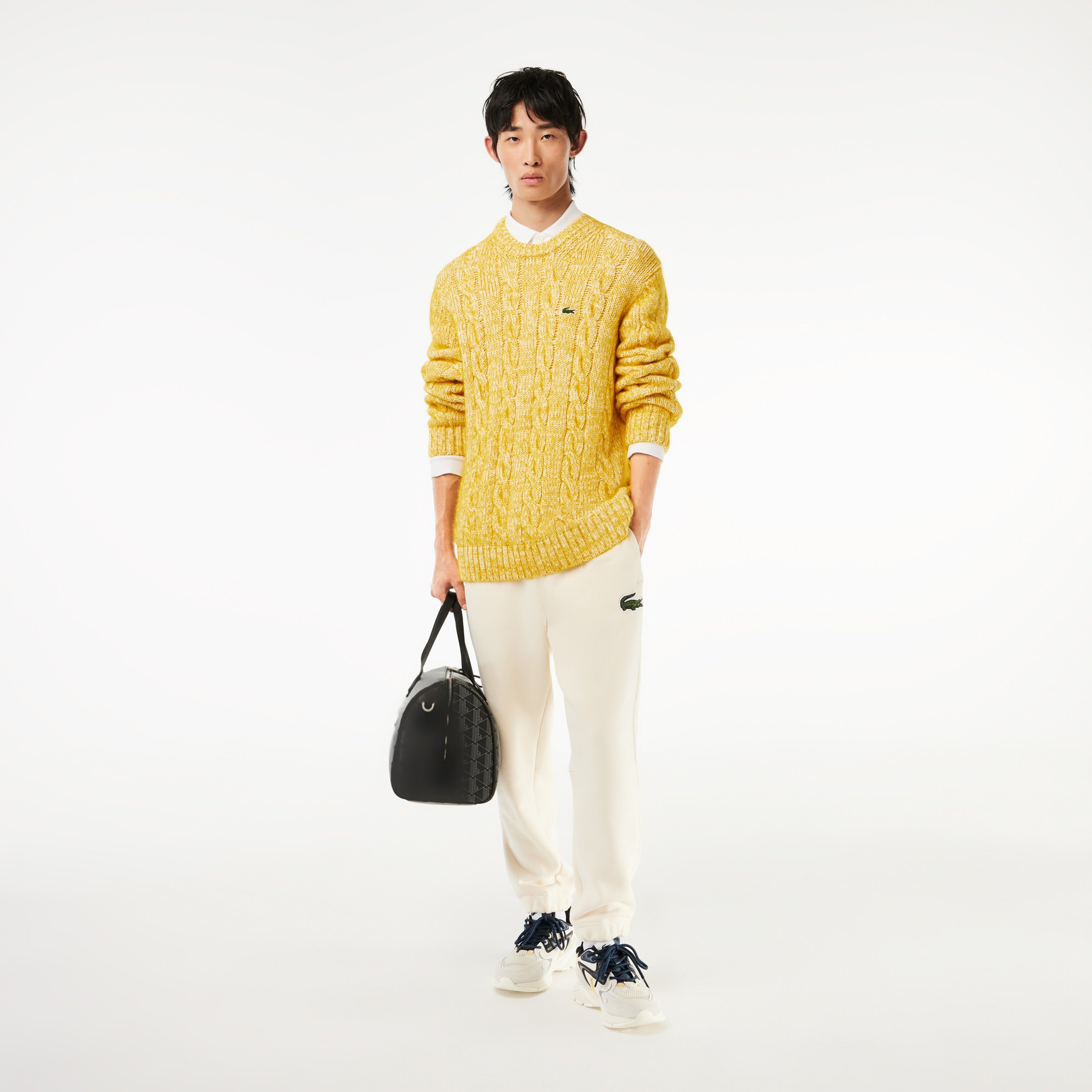 Lacoste Cotton/Mercerized Alpaca Cable Knit Sweater