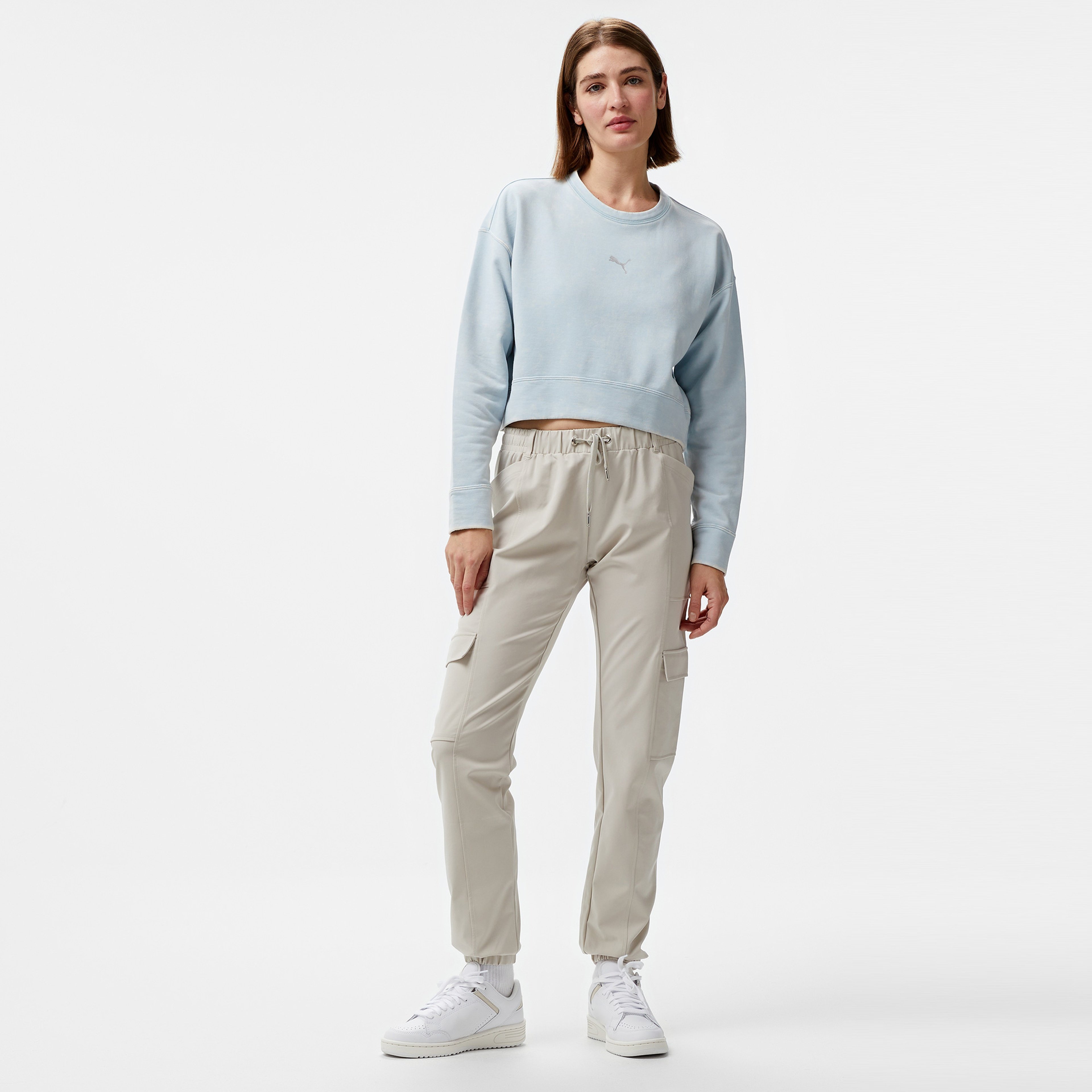 Puma Dare To Relaxed Washed Crew Kadın Mavi Sweatshirt
