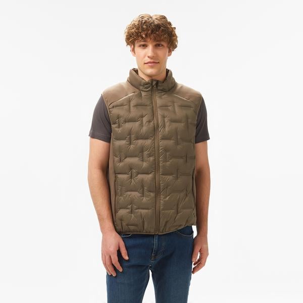 Nautica Erkek Kahverengi Standart Fit Dik Yaka Yelek