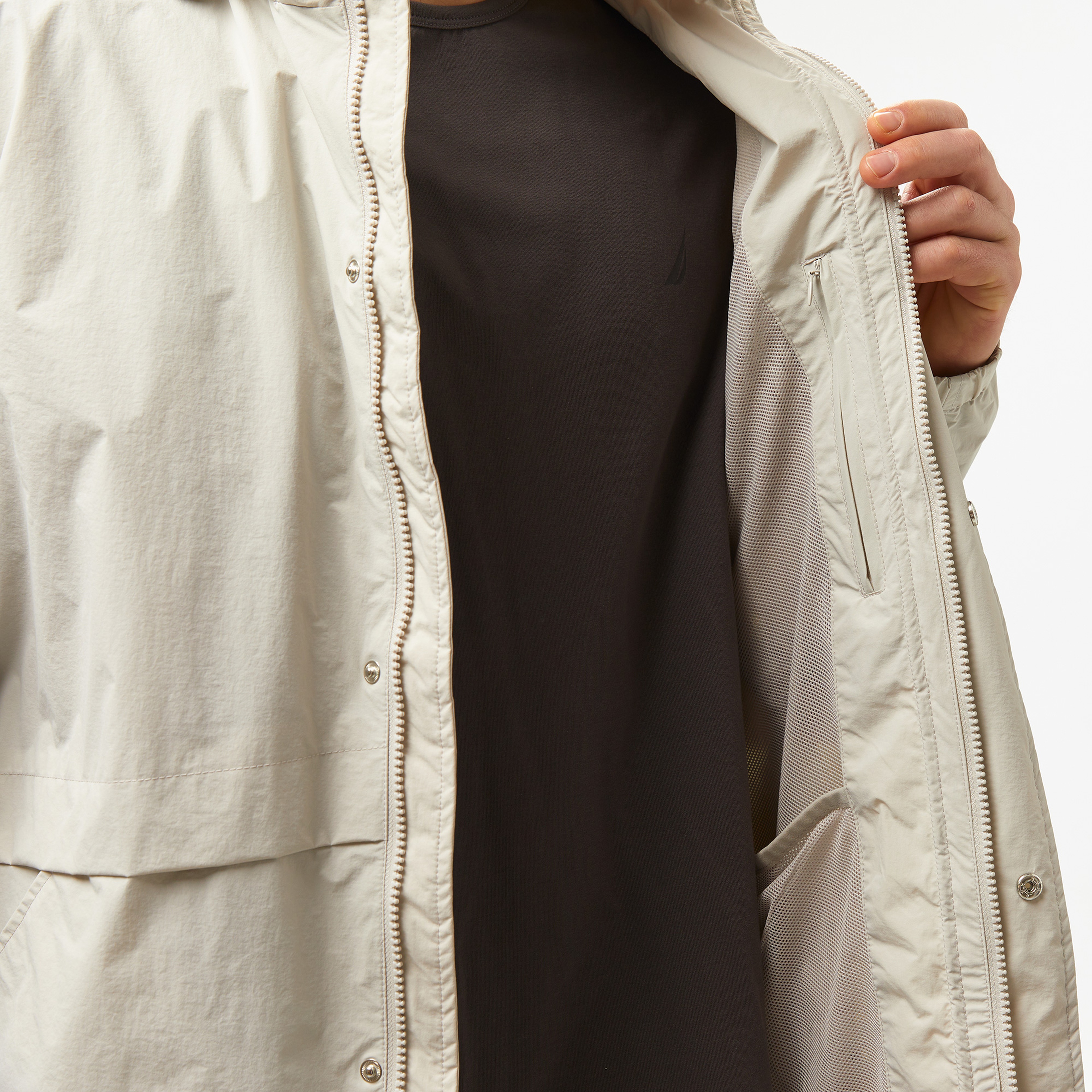 Nautica Erkek Gri Standart Fit Kapüşonlu Mont