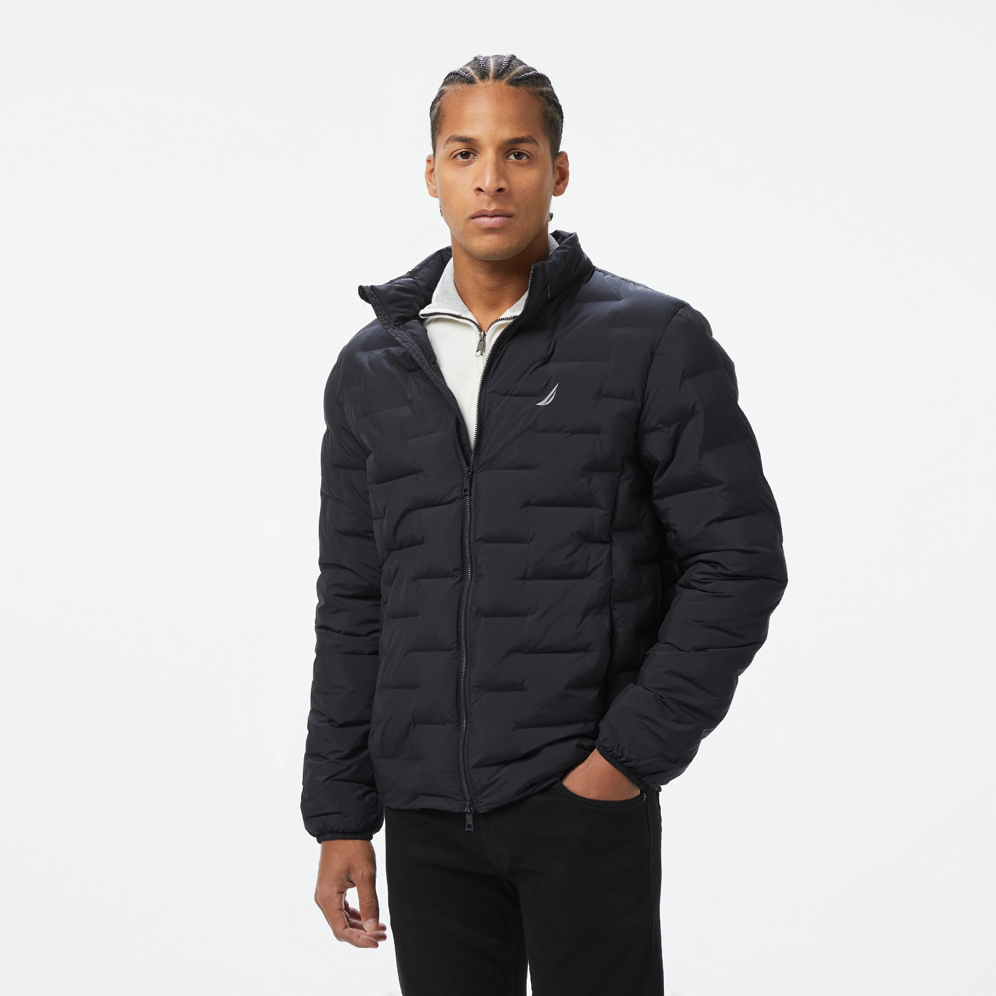 Nautica Erkek Siyah Standart Fit Dik Yaka Mont