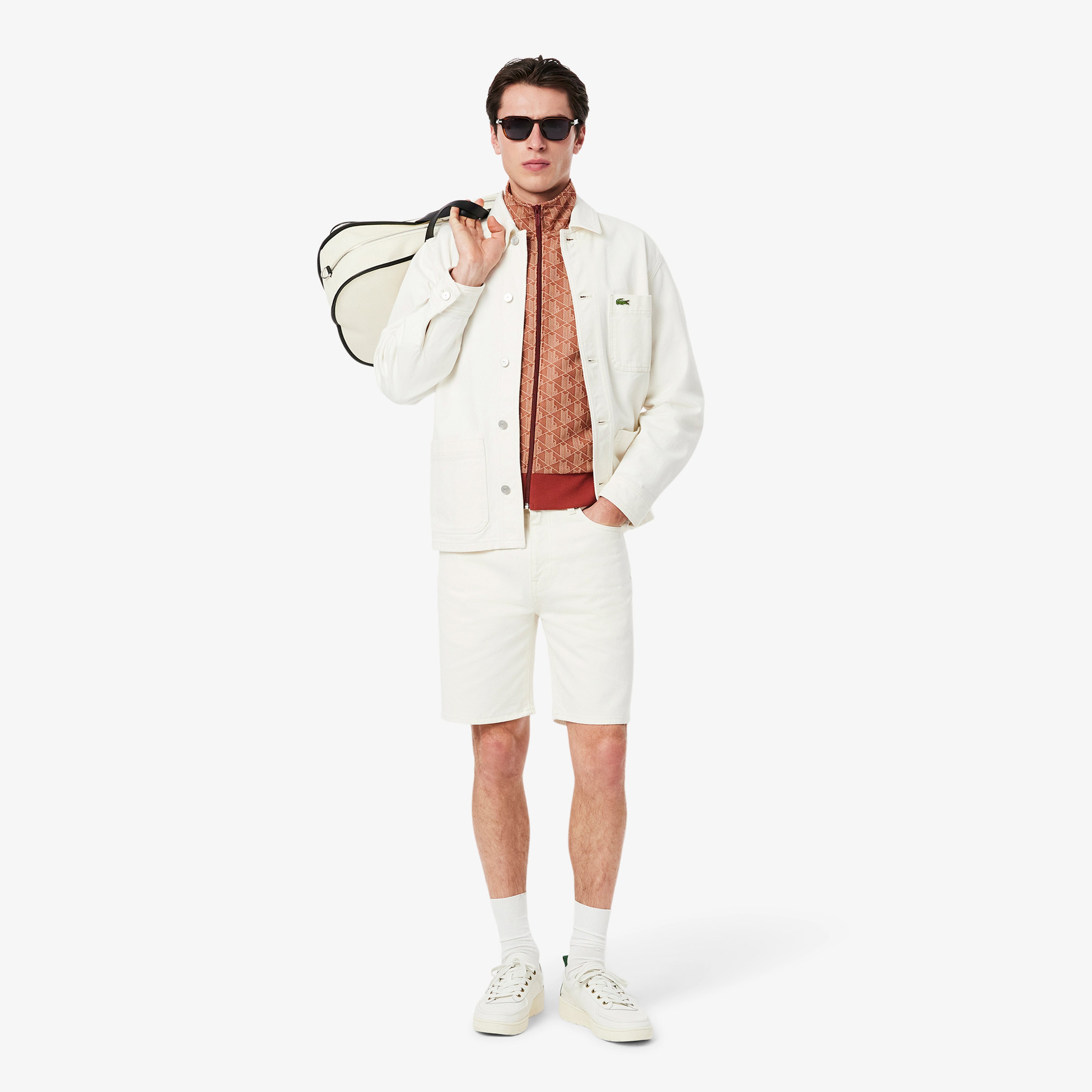 Lacoste Relaxed Fit Monogram Erkek Kahverengi Eşofman Üstü