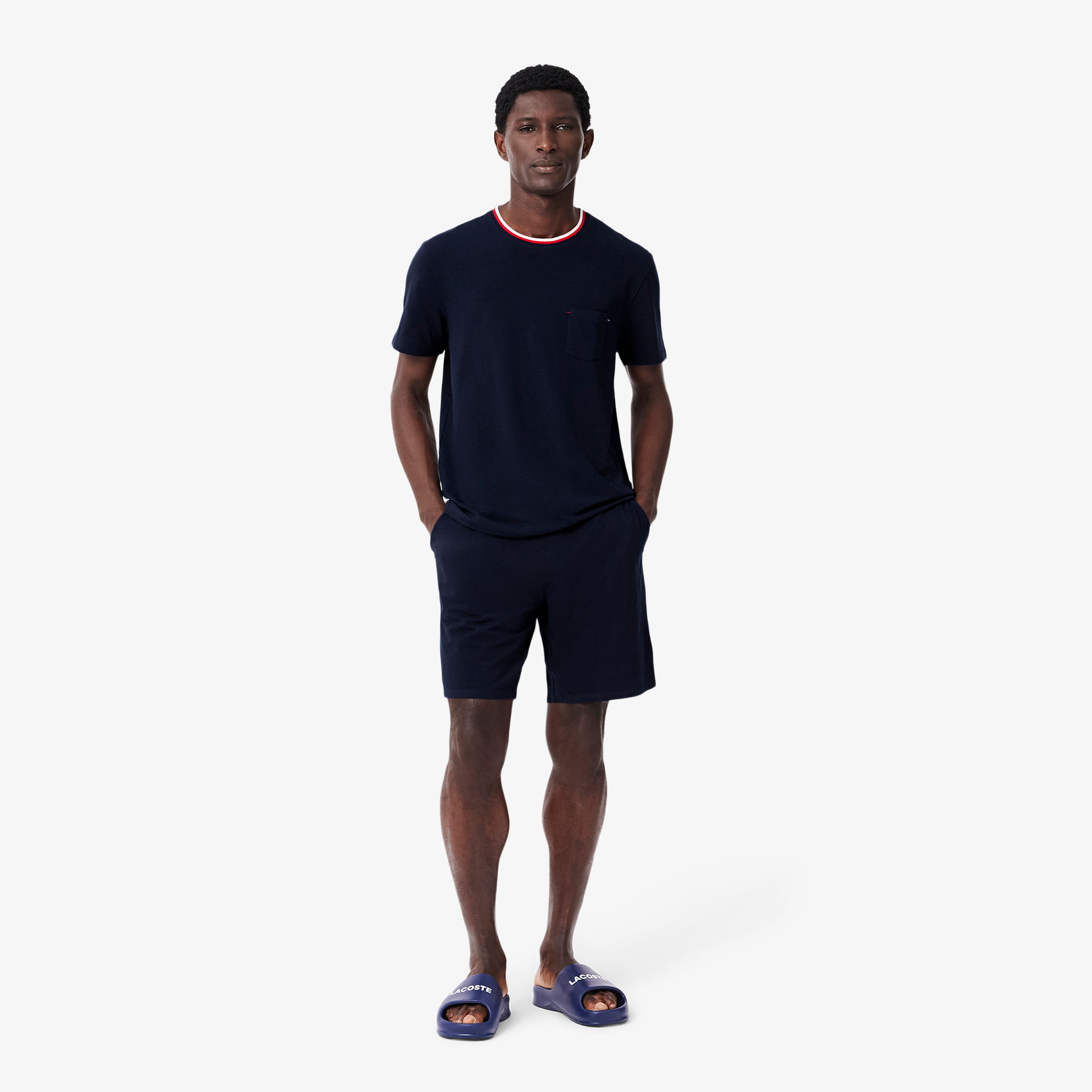 Erkek Relaxed Fit Kısa Kollu Bisiklet Yaka Lacivert Pijama Üstü