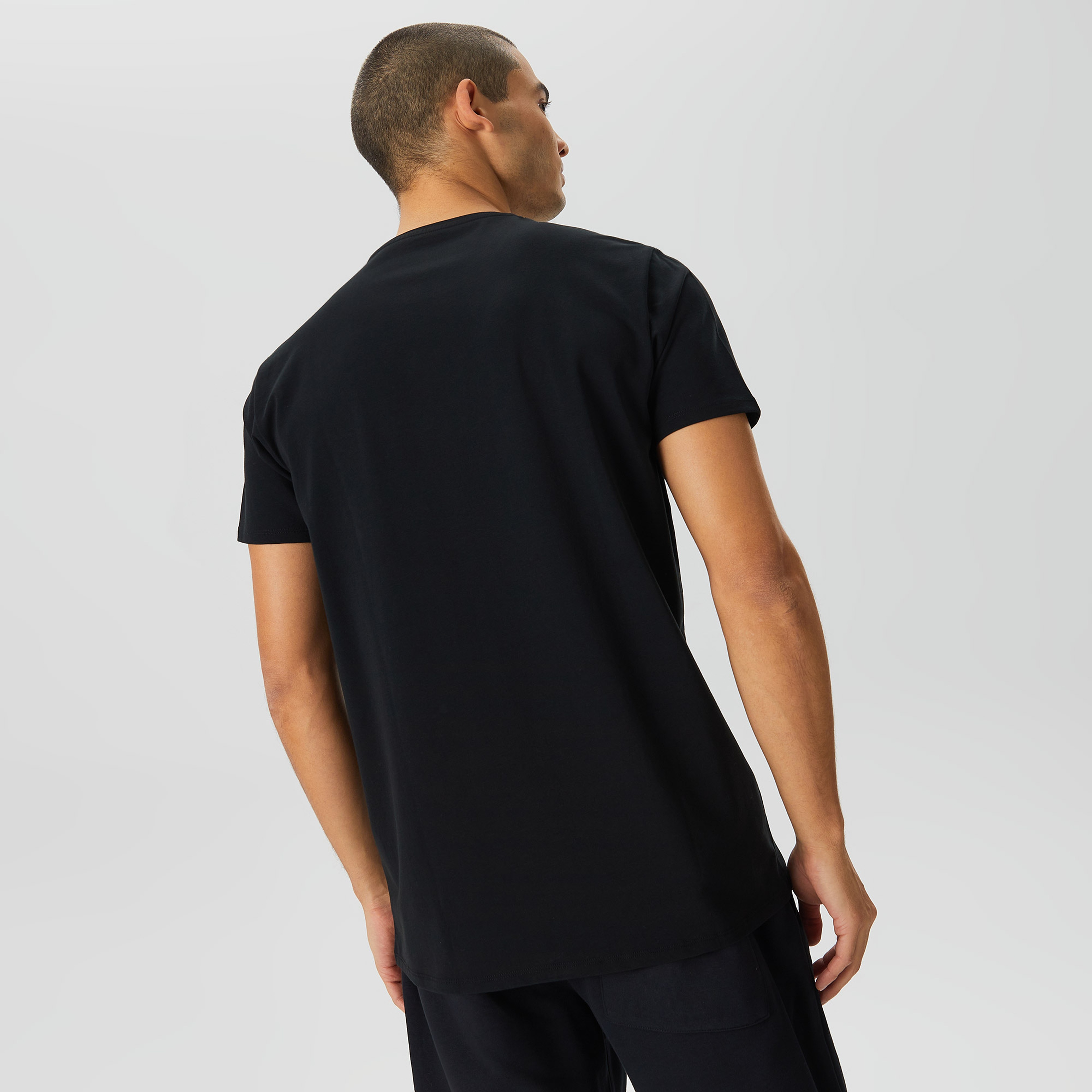 Erkek Slim Fit Bisiklet Yaka Siyah T-Shirt