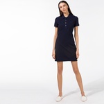 Kadın Slim Fit Kısa Kollu Polo Yaka Lacivert Elbise