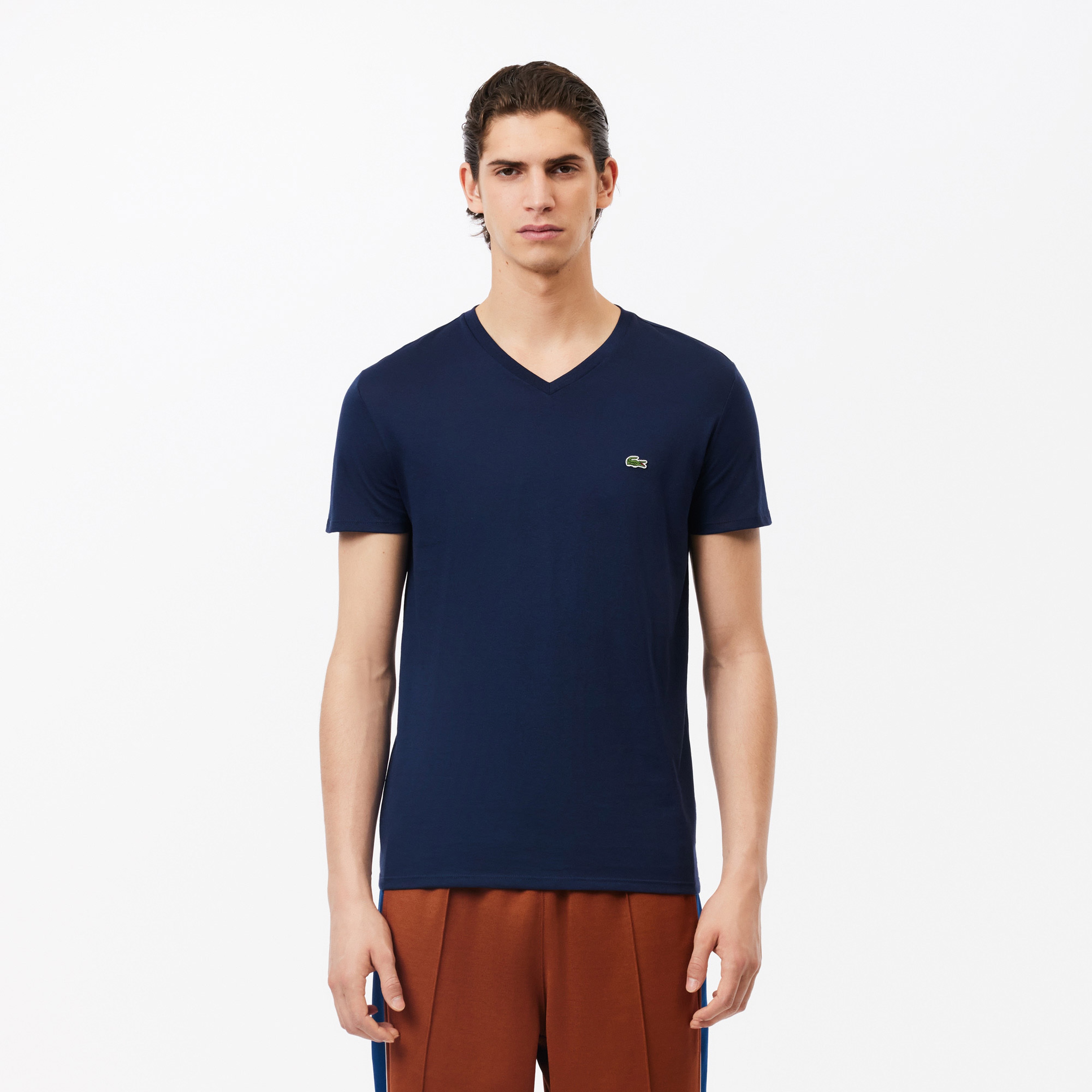 Erkek Regular Fit V Yaka Lacivert T-Shirt
