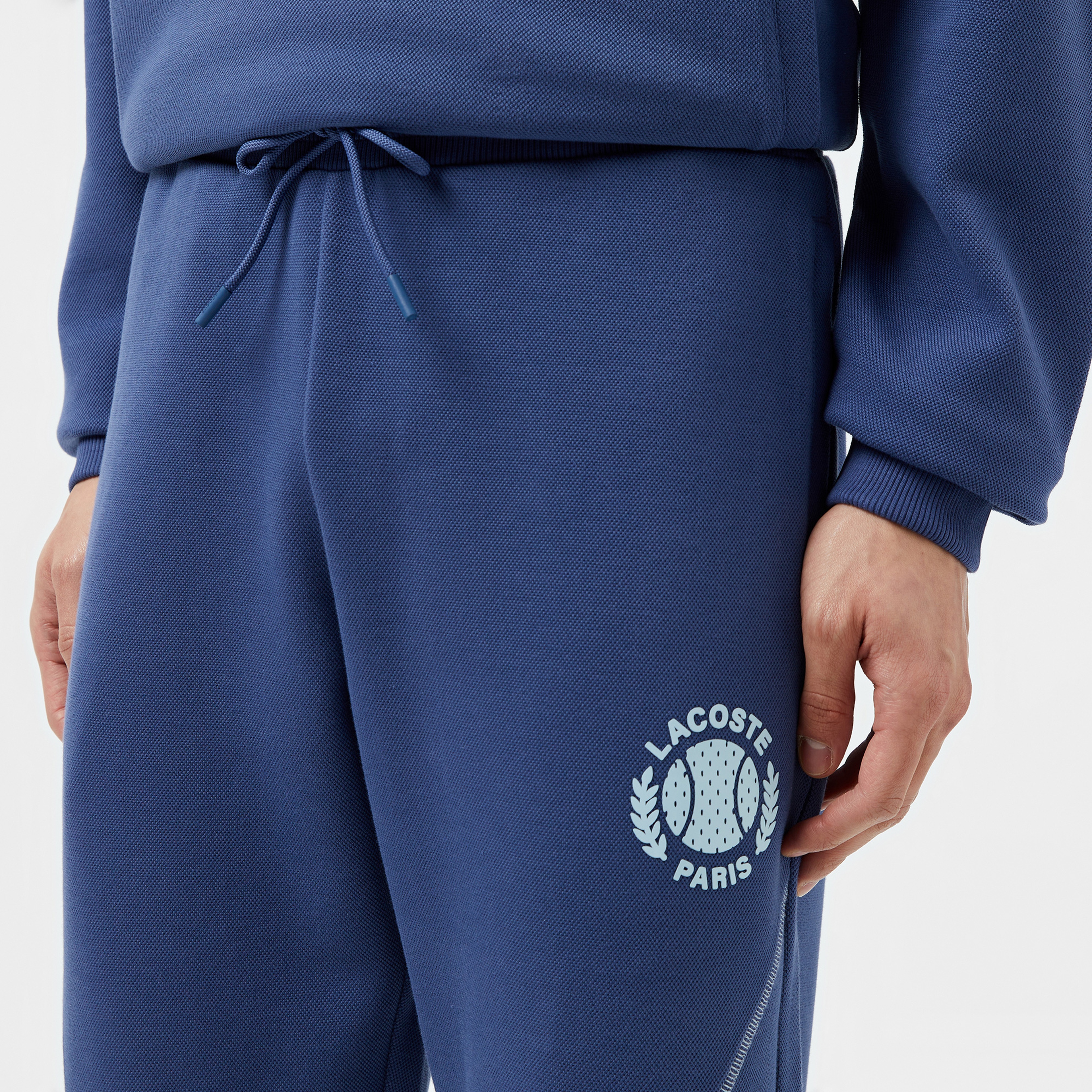 Erkek Tapered Fit Baskılı Mavi Eşofman Altı