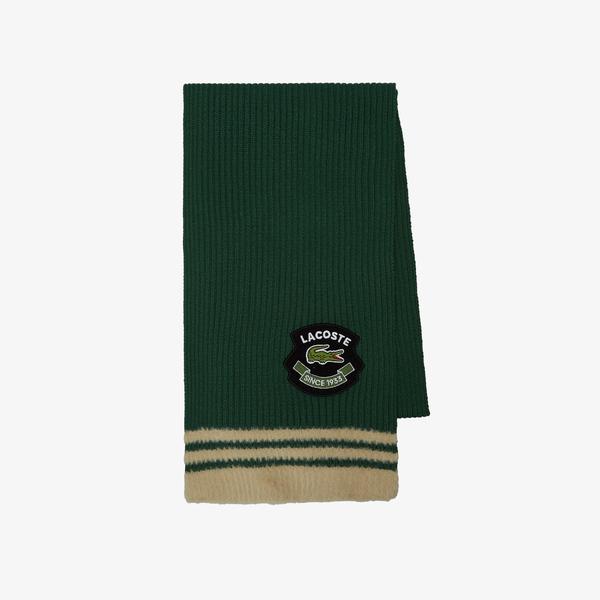 Unisex Renk Bloklu Koyu Yeşil Atkı