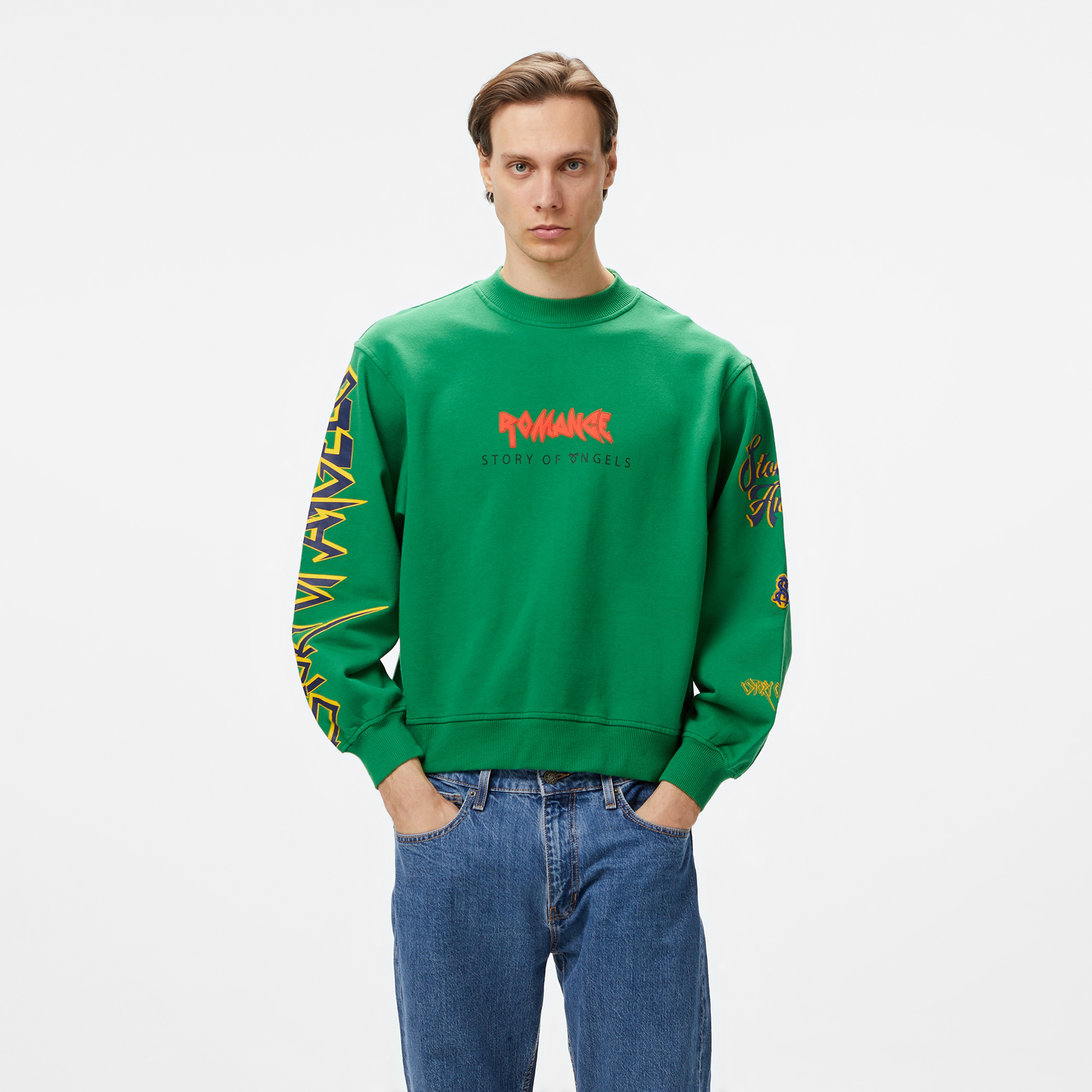 Story Of Angels Soa Budha Dream Romance  Erkek Yeşil Sweatshirt