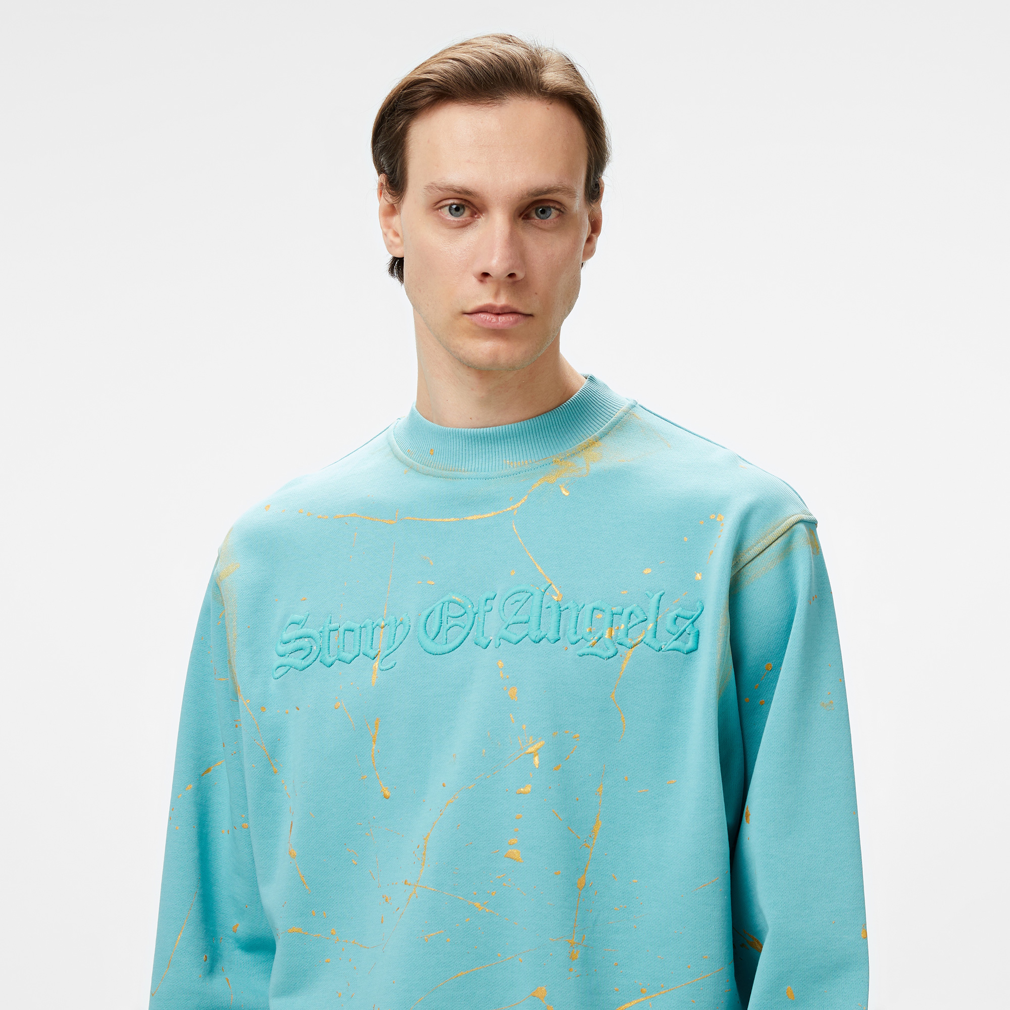 Story Of Angels Soa Gold Angel Hand-Dye Erkek Mavi Sweatshirt