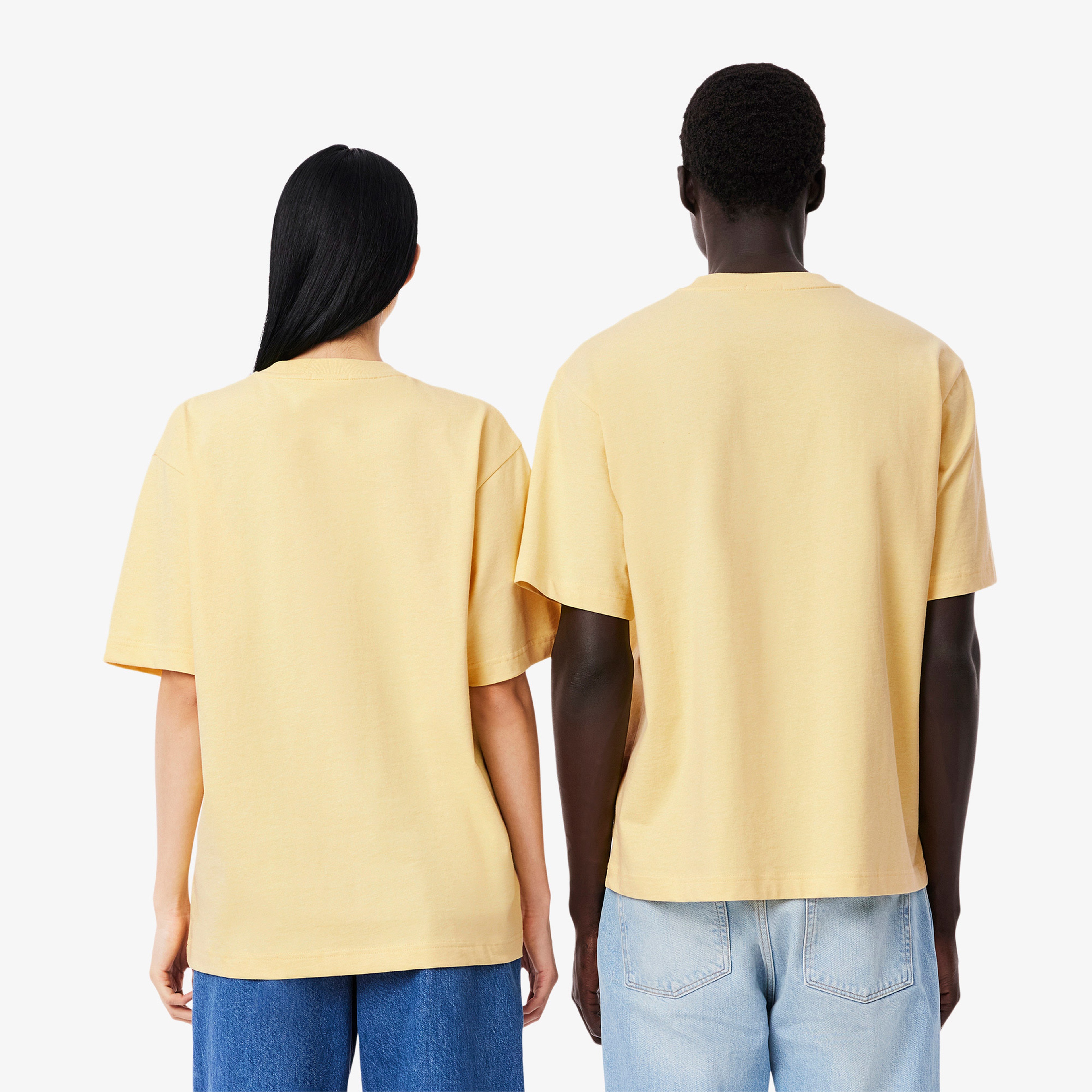 Unisex Loose Fit Bisiklet Yaka Organik Pamuk Sarı T-Shirt