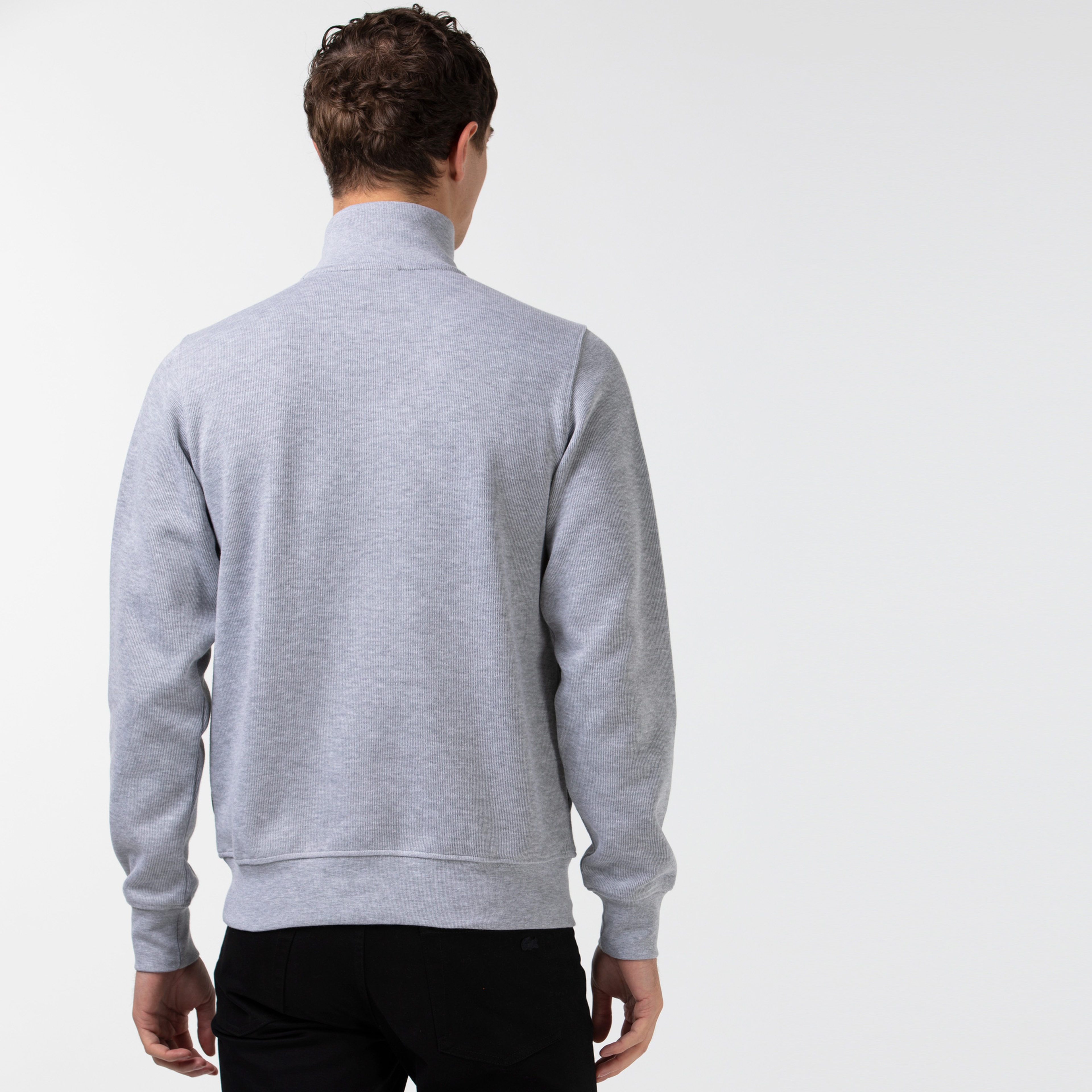 Erkek Classic Fit Yarım Fermuarlı Gri Sweatshirt
