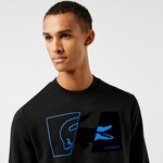 Erkek Regular Fit Bisiklet Yaka Baskılı Siyah Sweatshirt