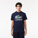 Erkek Regular Fit Bisiklet Yaka Baskılı Lacivert T-Shirt