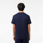 Erkek Regular Fit Bisiklet Yaka Baskılı Lacivert T-Shirt