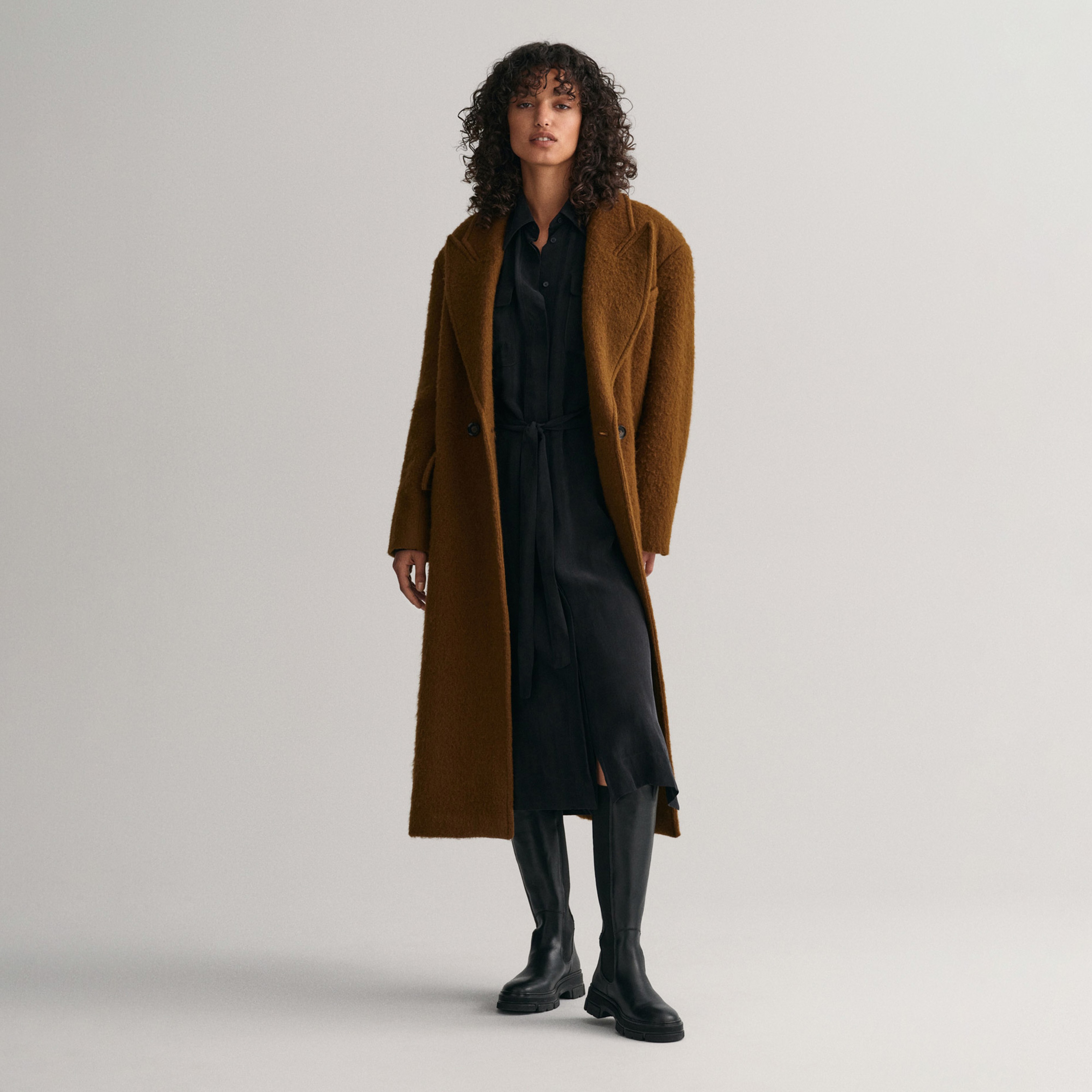 GANT Kadın Siyah Relaxed Fit Klasik Yaka Elbise