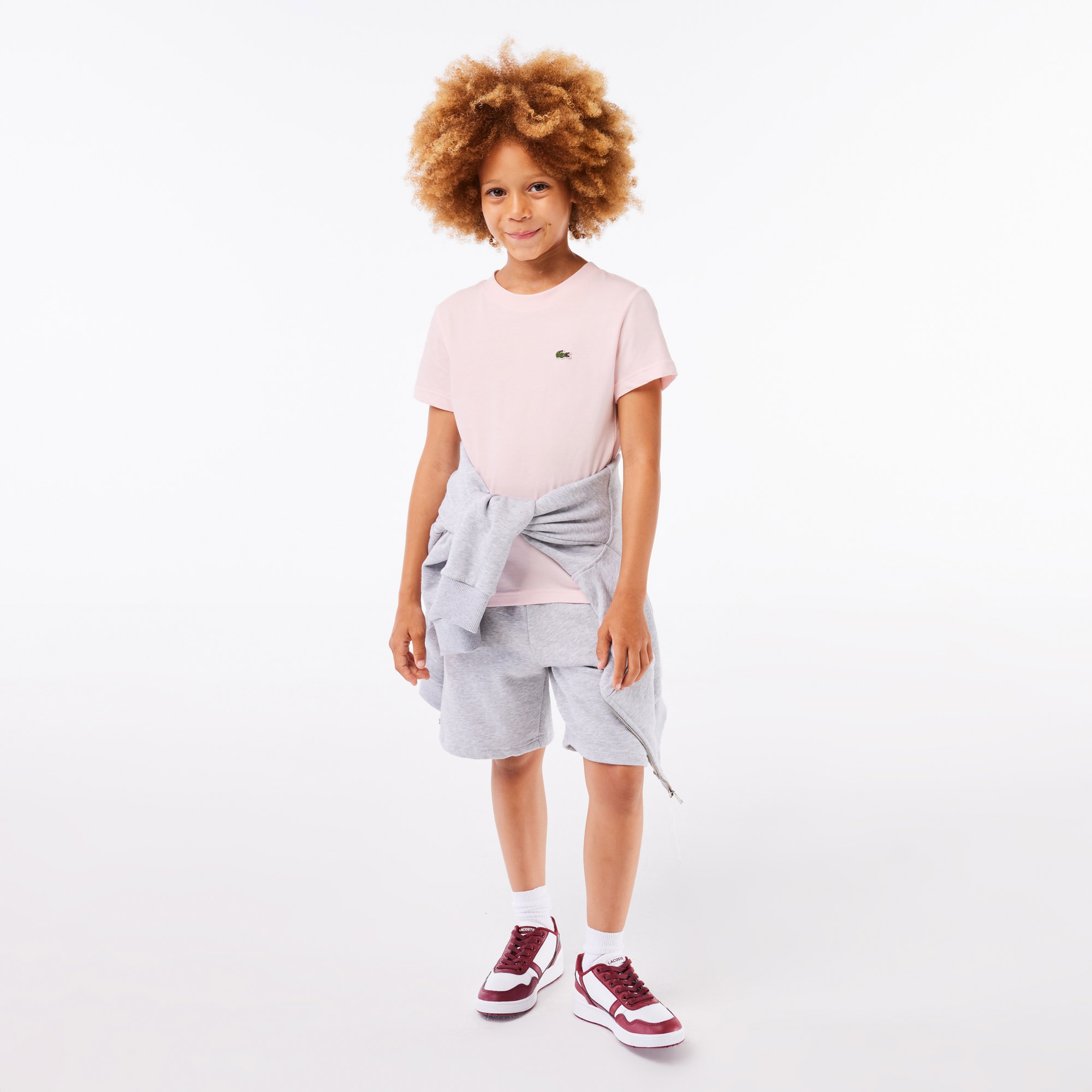 Çocuk Bisiklet Yaka Açık Pembe T-Shirt