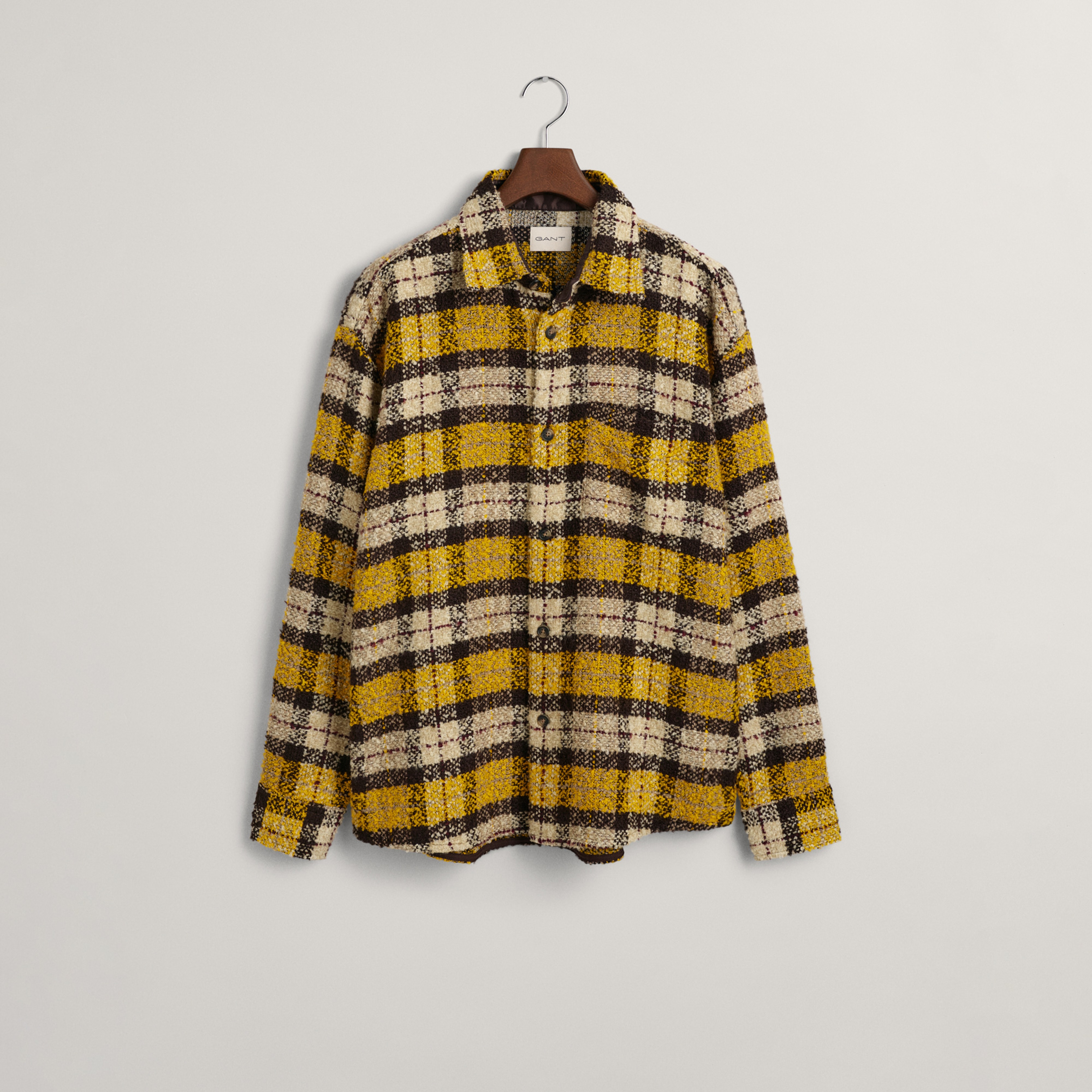 GANT Erkek Sarı Oversize Fit Klasik Yaka Kareli Gömlek