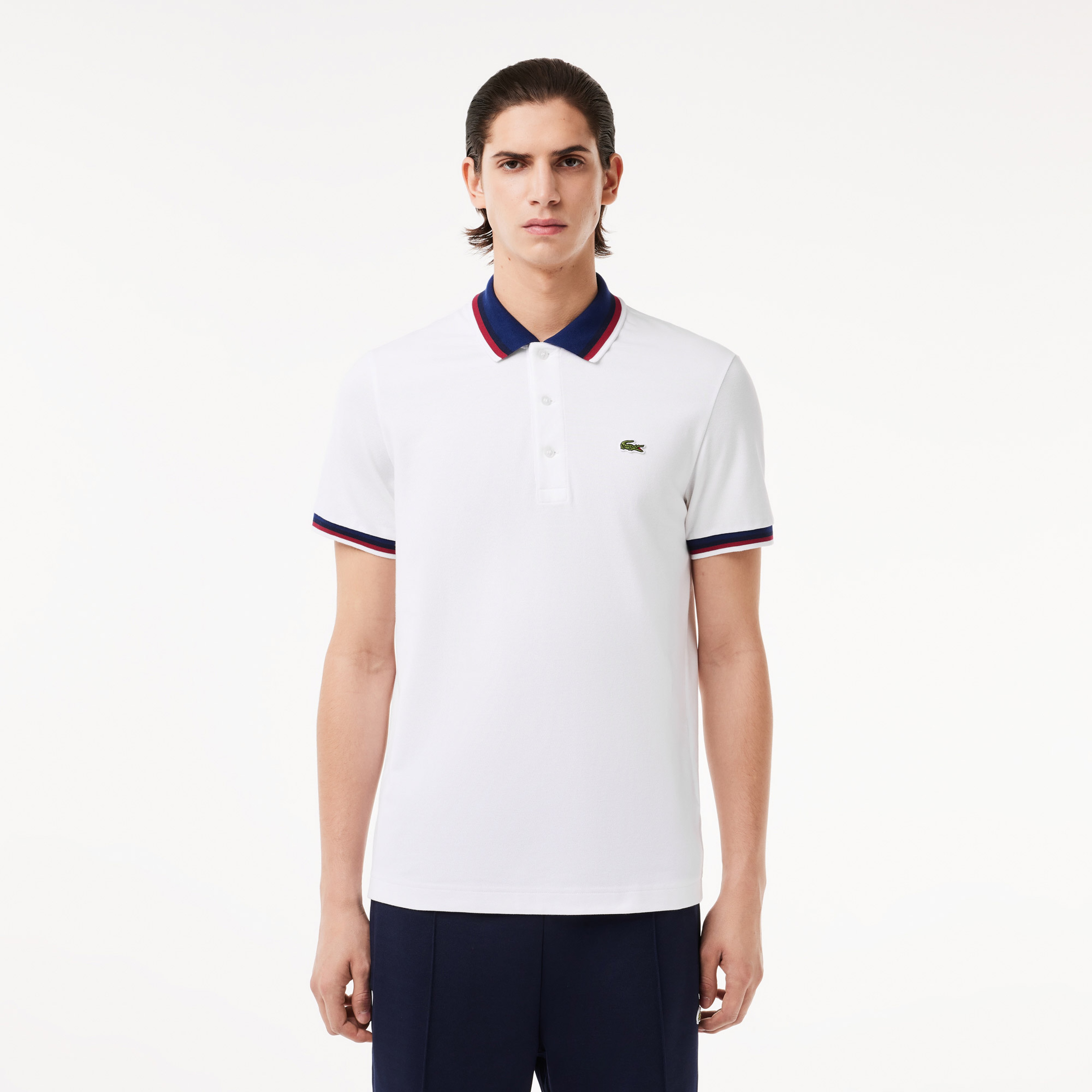 Lacoste Regular Fit Stretch Cotton Piqué Contrast Collar Polo Shirt