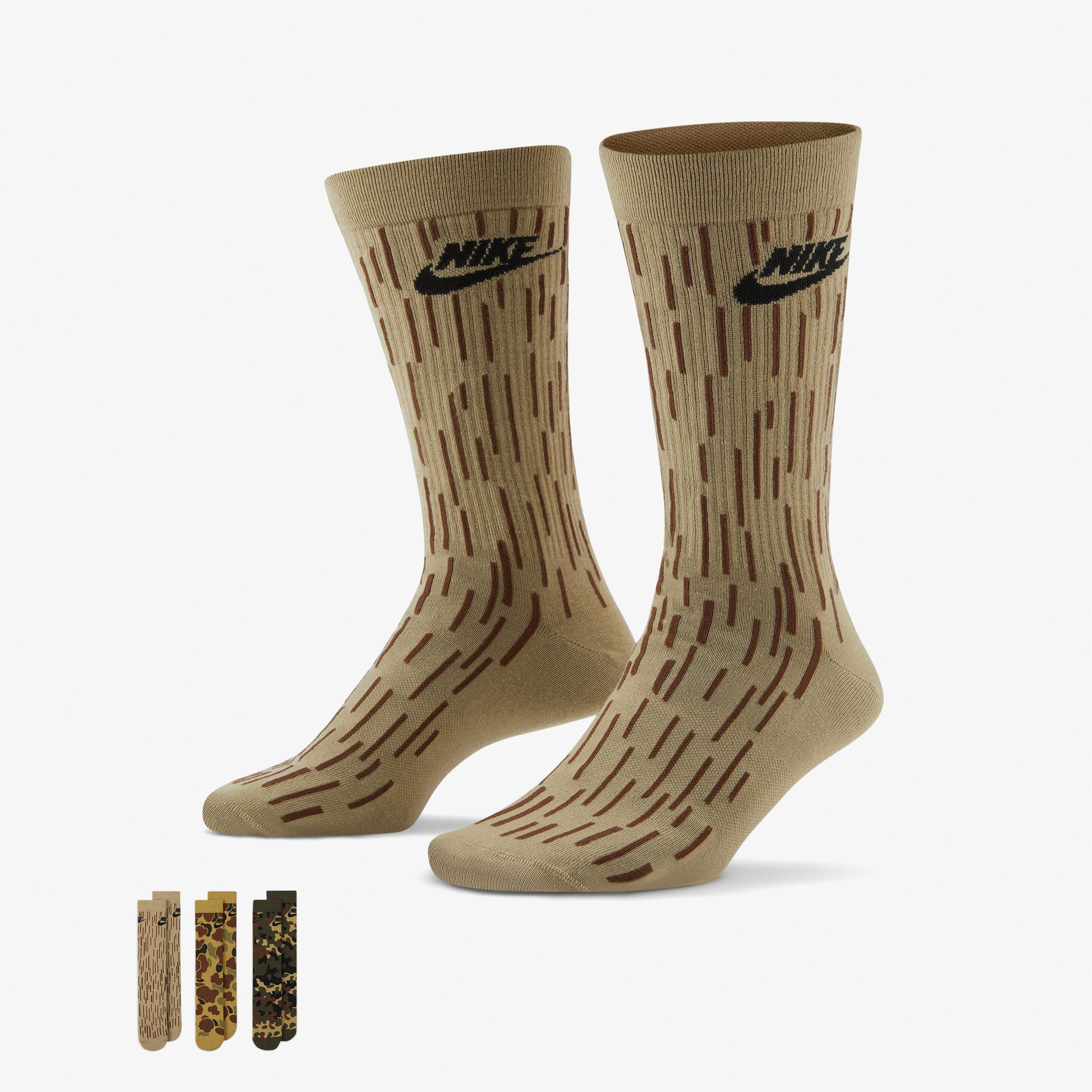 Nike Everyday Essential Crew Unisex Kahverengi 3'lü Çorap