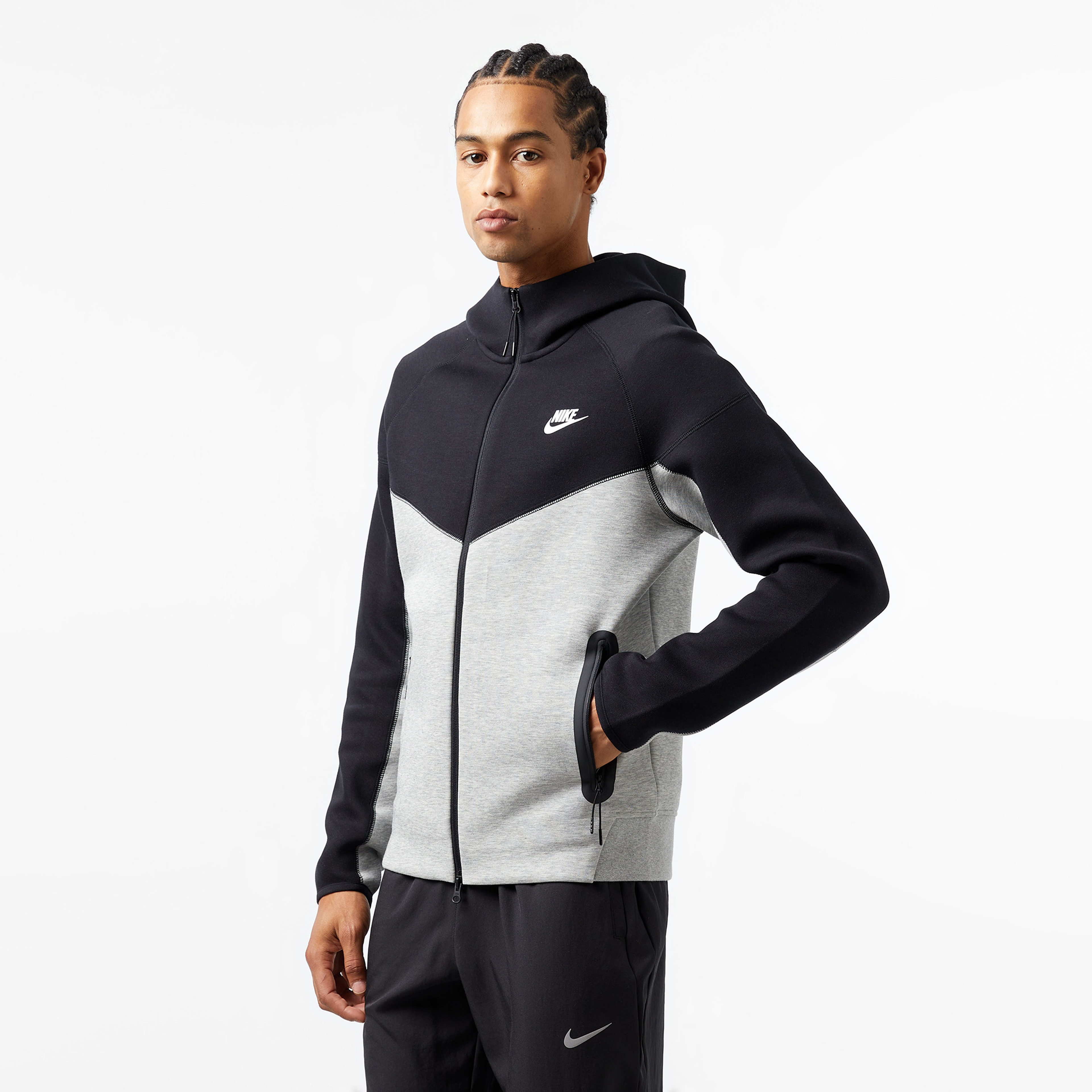 Nike Tech Fleece Full Zip Windrunner Erkek Gri Eşofman Üstü
