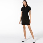 Kadın Slim Fit Kısa Kollu Polo Yaka Siyah Elbise