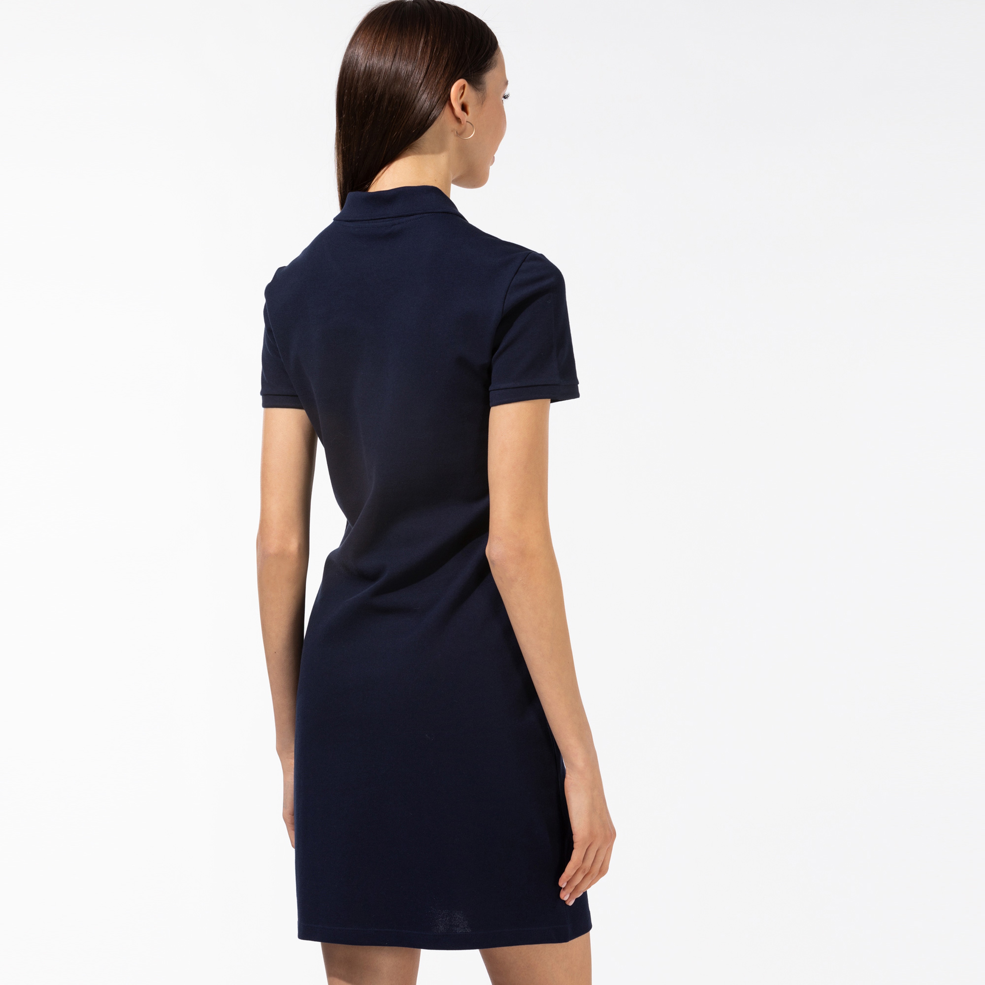 Kadın Slim Fit Kısa Kollu Polo Yaka Lacivert Elbise