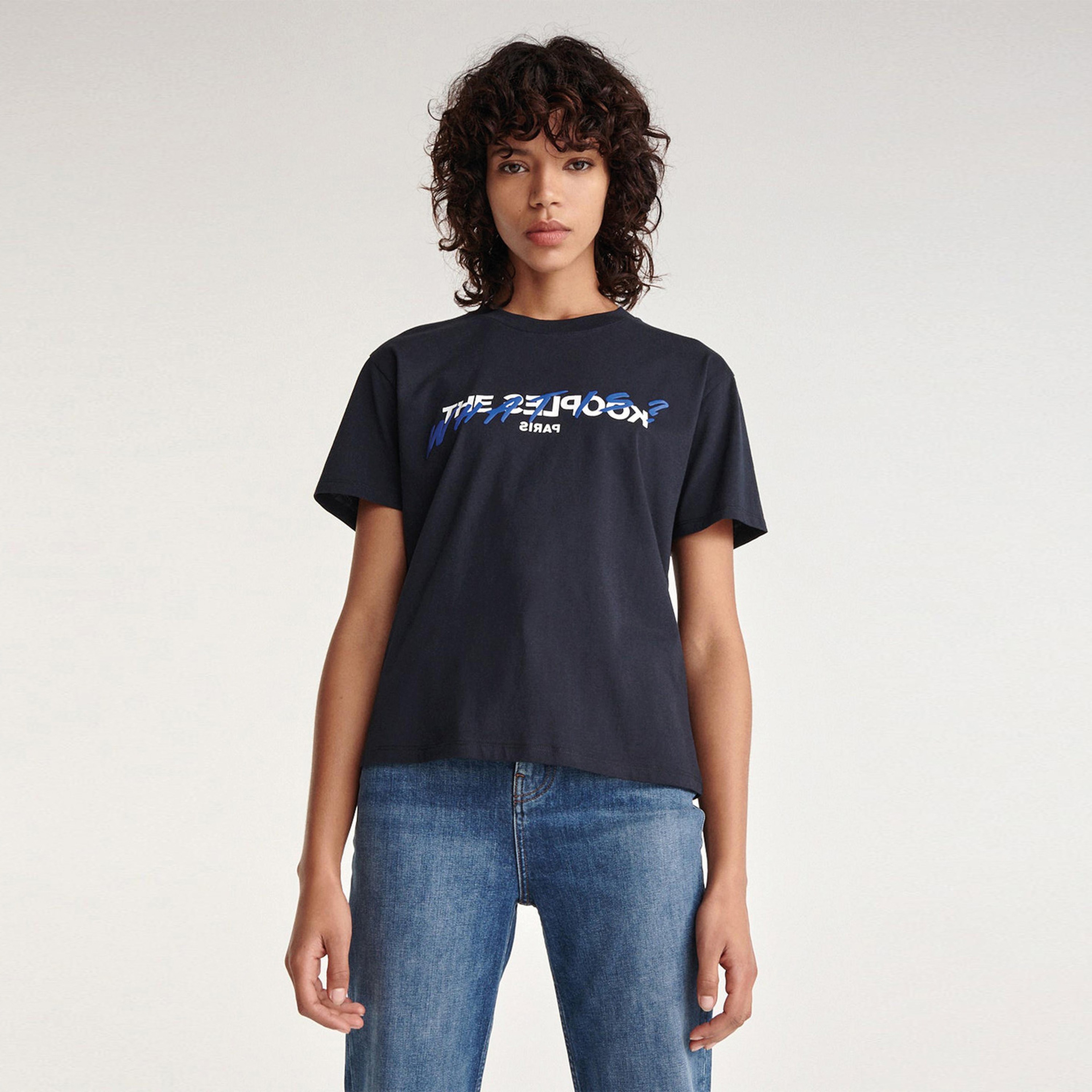 The Kooples Logo Baskılı Kadın Lacivert T-Shırt