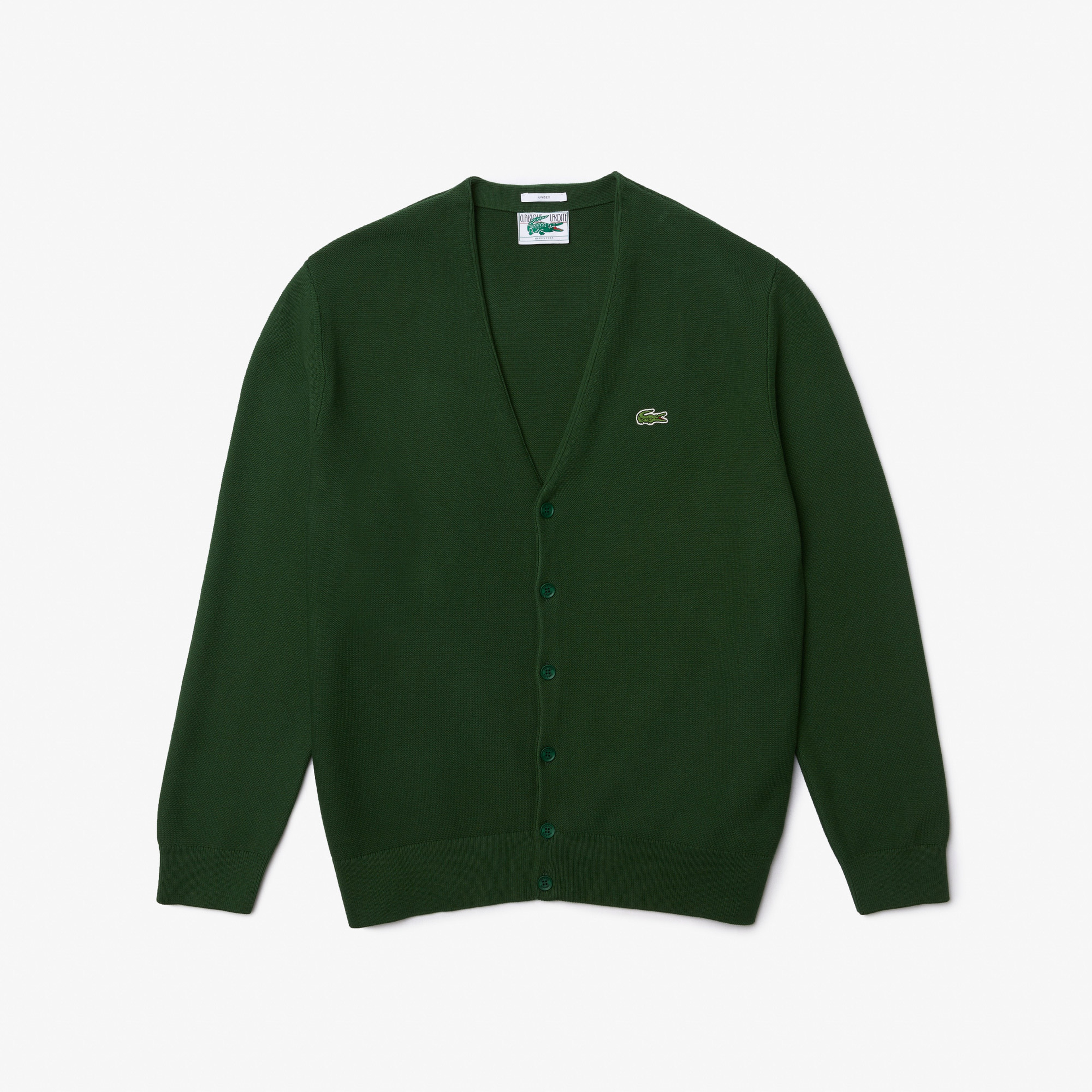 Lacoste Unisex V Yaka Yeşil Hırka
